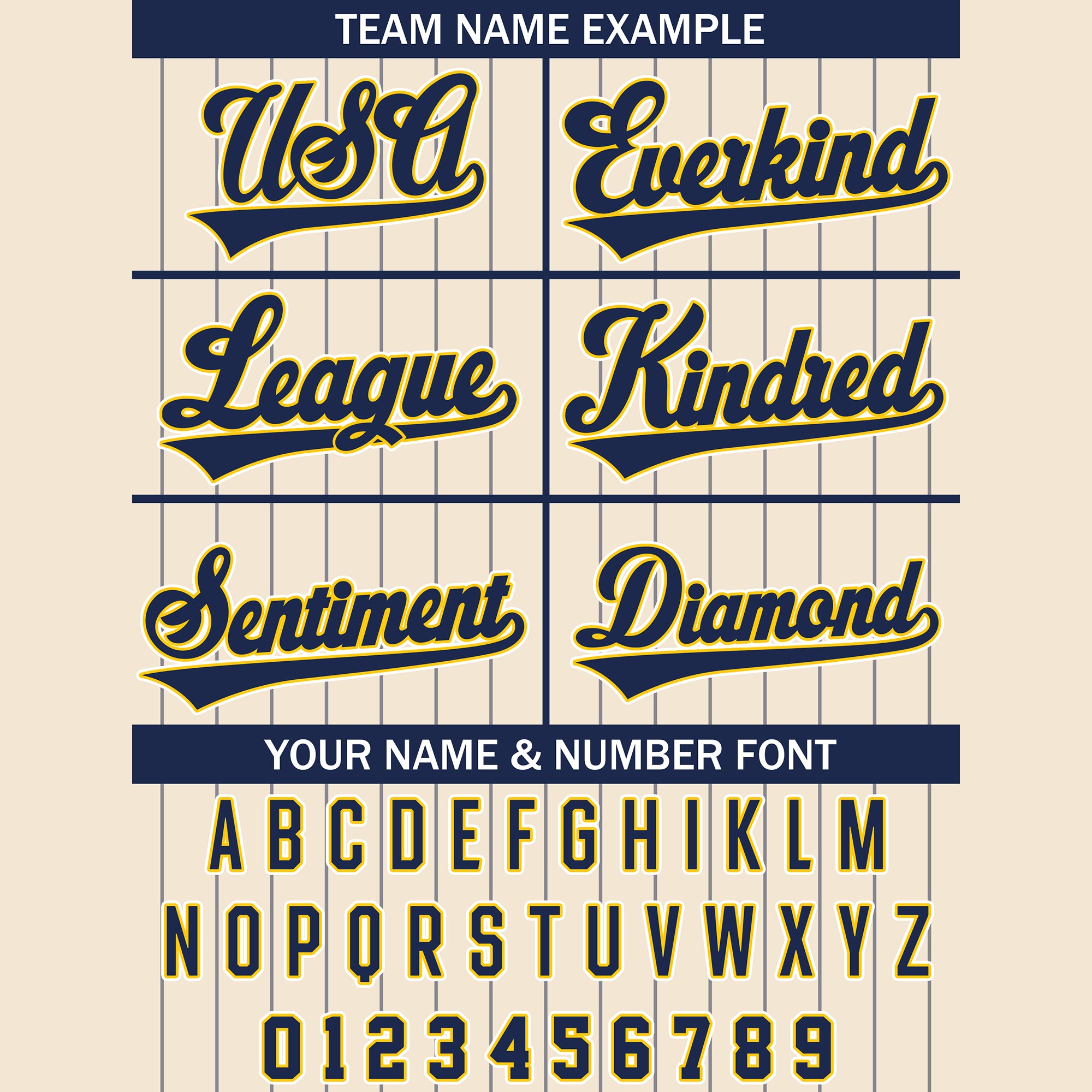 Custom Cream Navy Gold Pinstripe Baseball Jersey