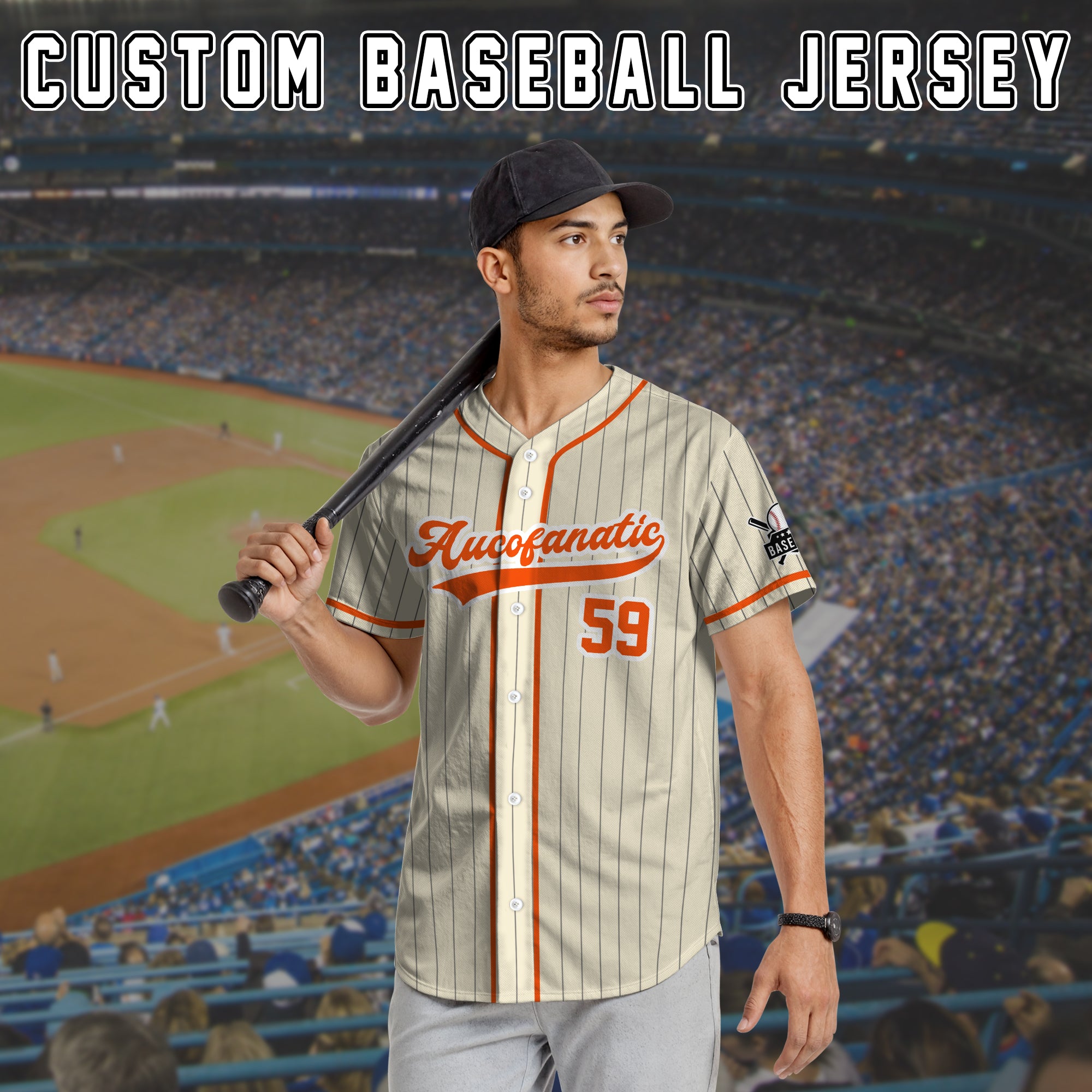 Custom Cream and Orange Pinstripe Baseball Jersey, Gift for Baseball Fans