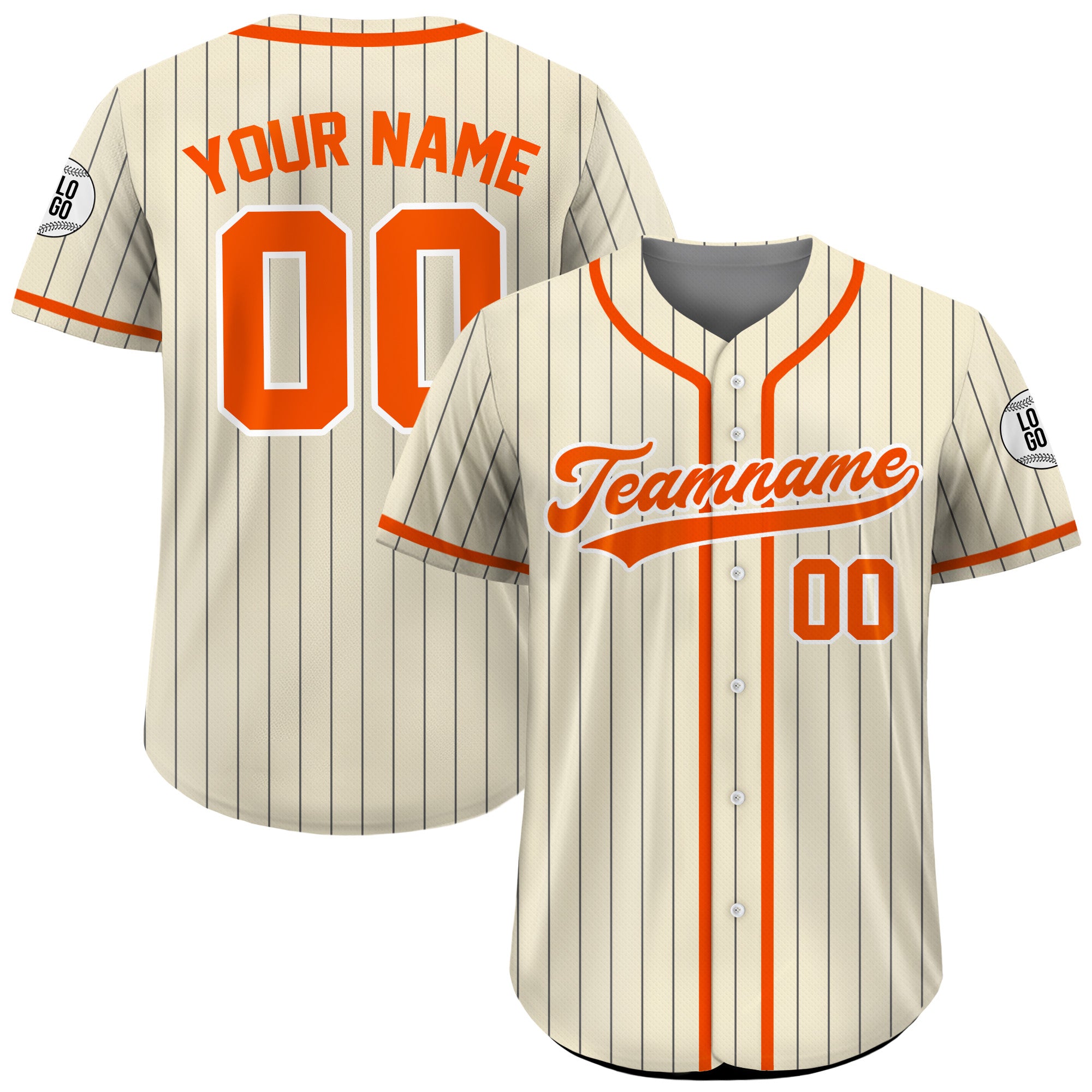 Custom Cream and Orange Pinstripe Baseball Jersey, Gift for Baseball Fans