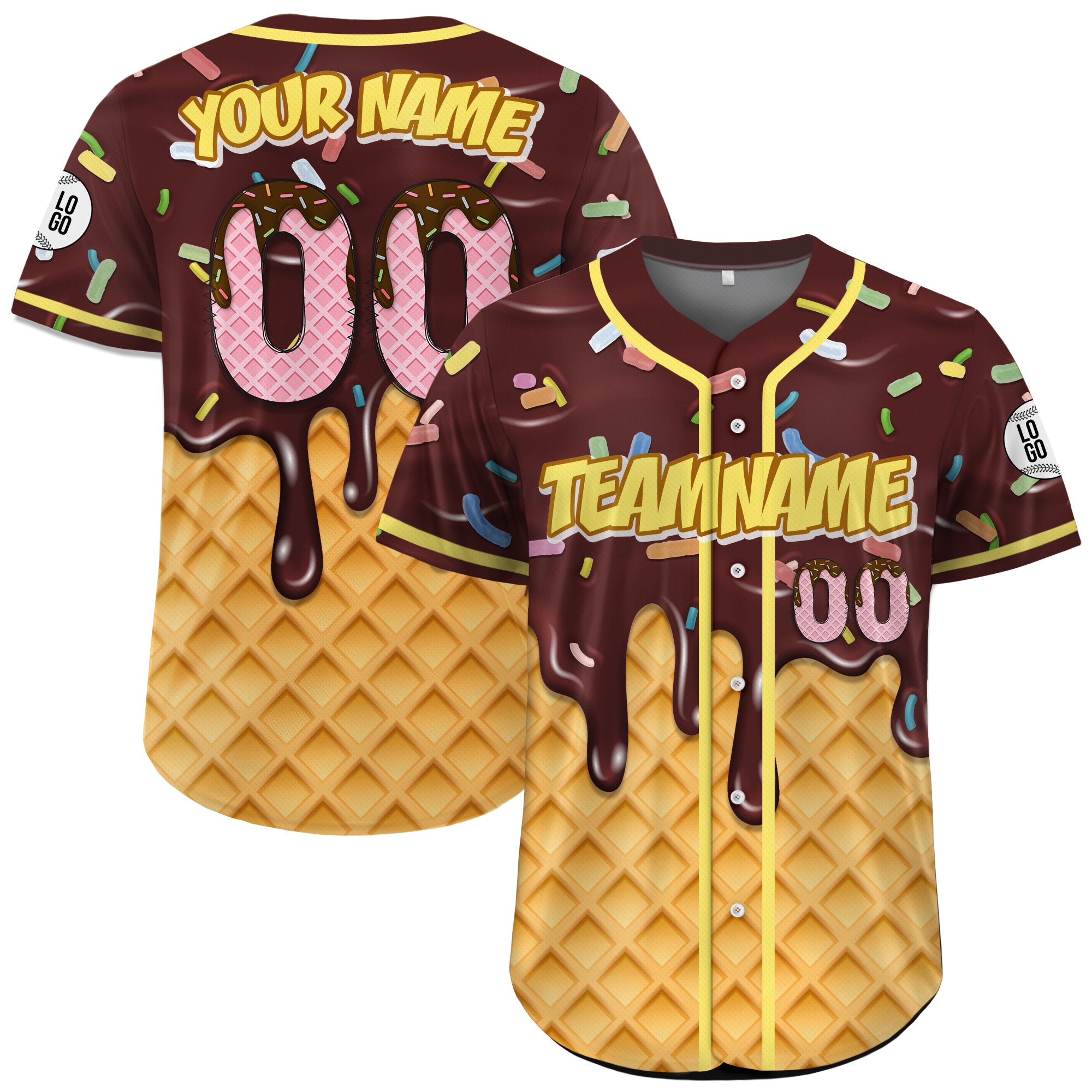 Custom Dark Chocolate Drip Baseball Jersey