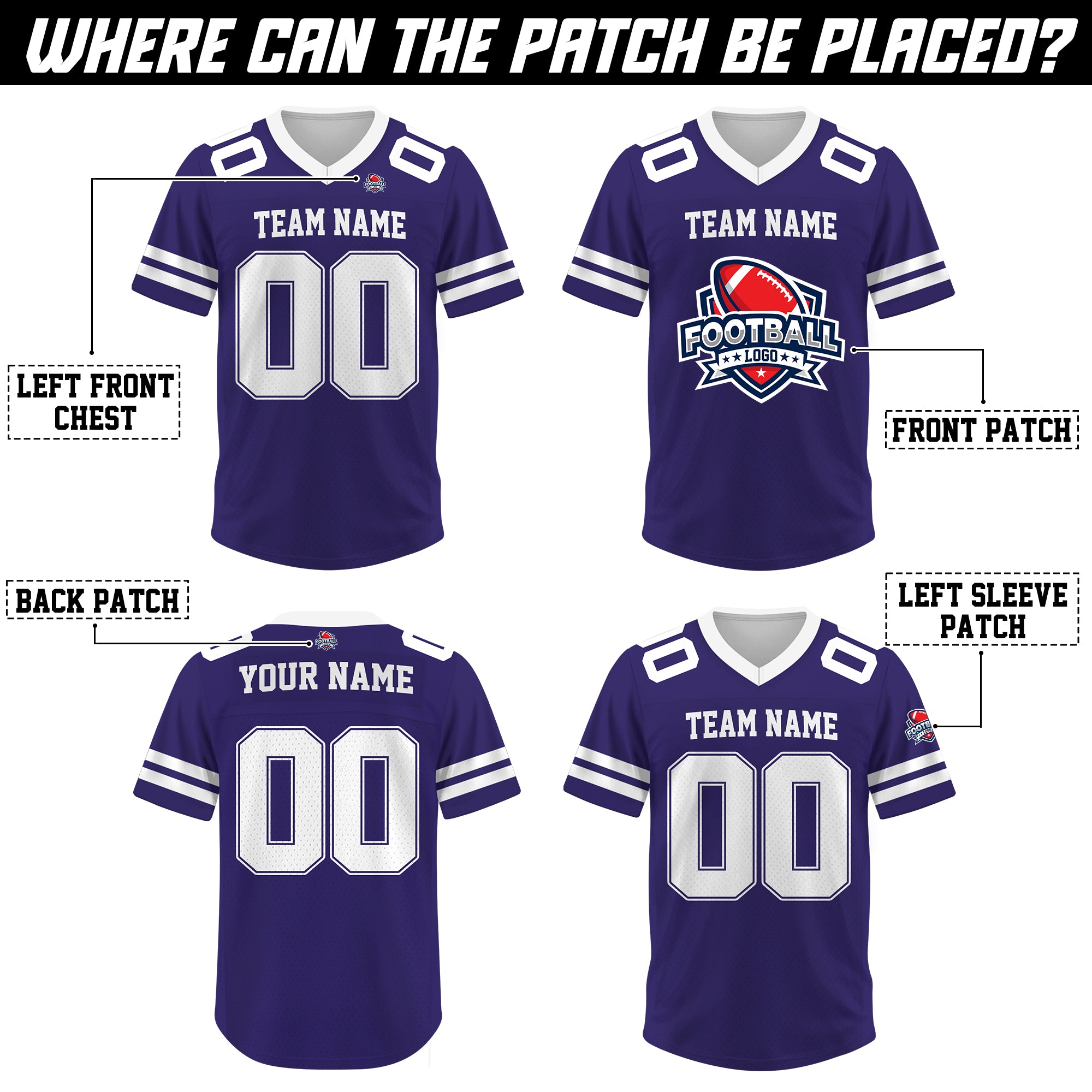 Custom Dark Purple Football Jersey, Personalized Name Number Logo Football Jersey for Men Women