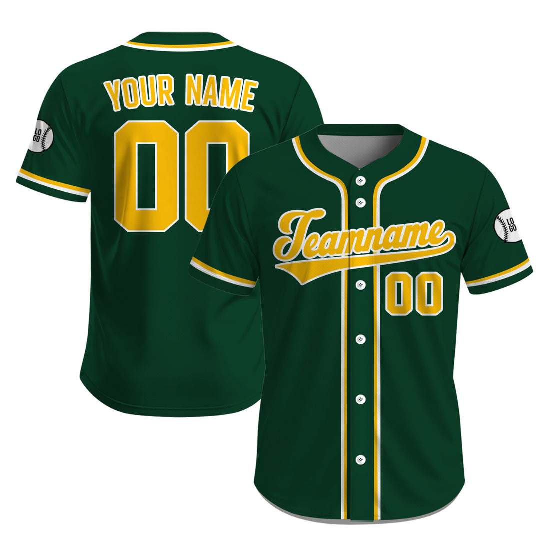 Custom Deep Green Yellow Classic Baseball Uniform