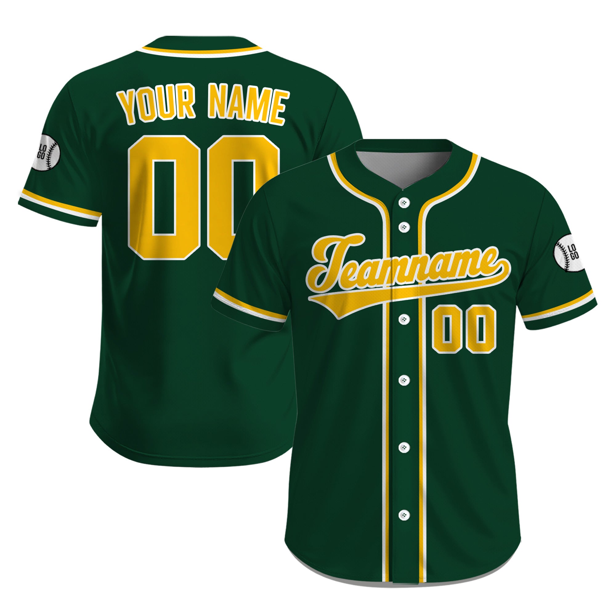 Custom Deep Green Yellow Classic Baseball Uniform
