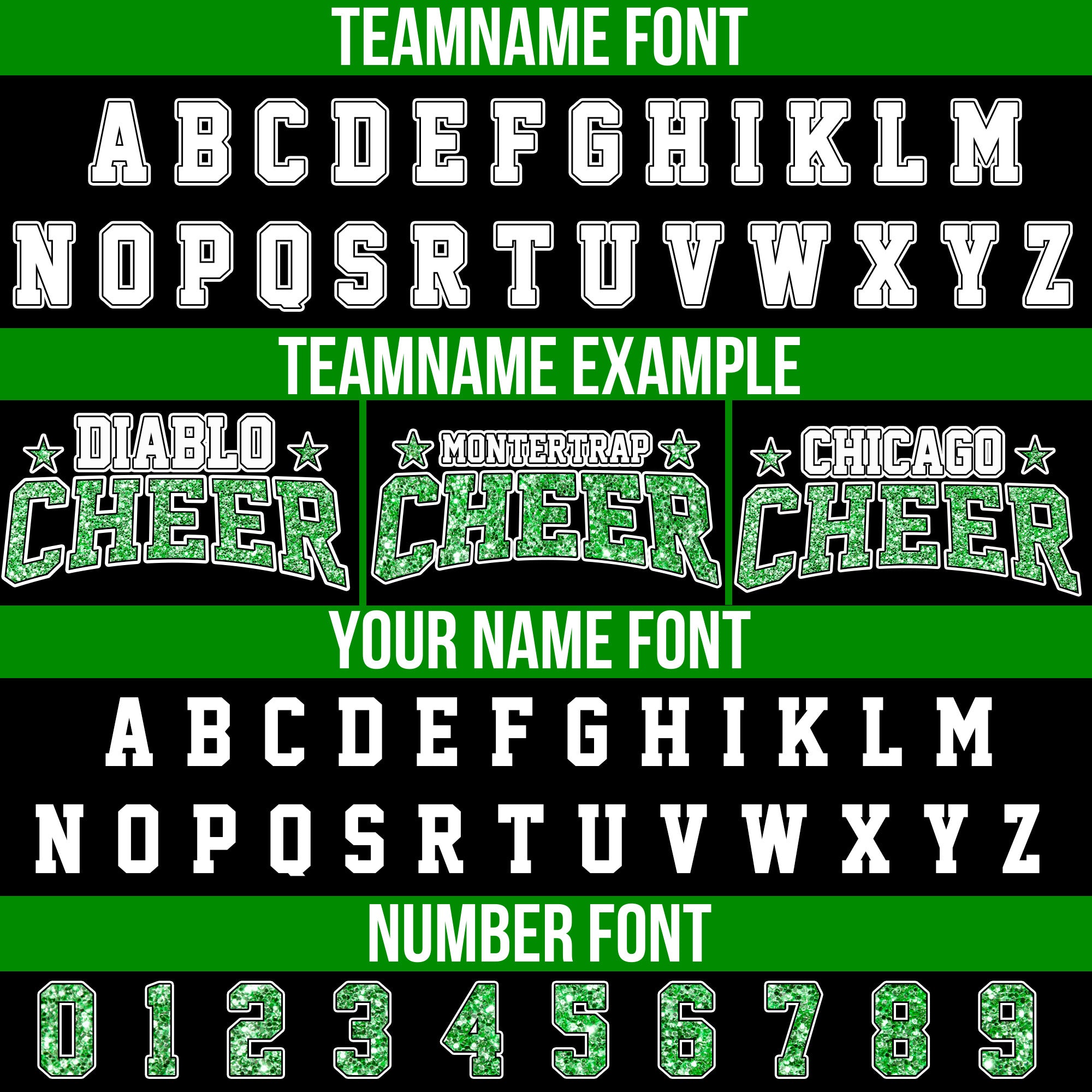 Custom Green Glitter Cheer Baseball Jersey with Team Name & Number for Adults and Kids