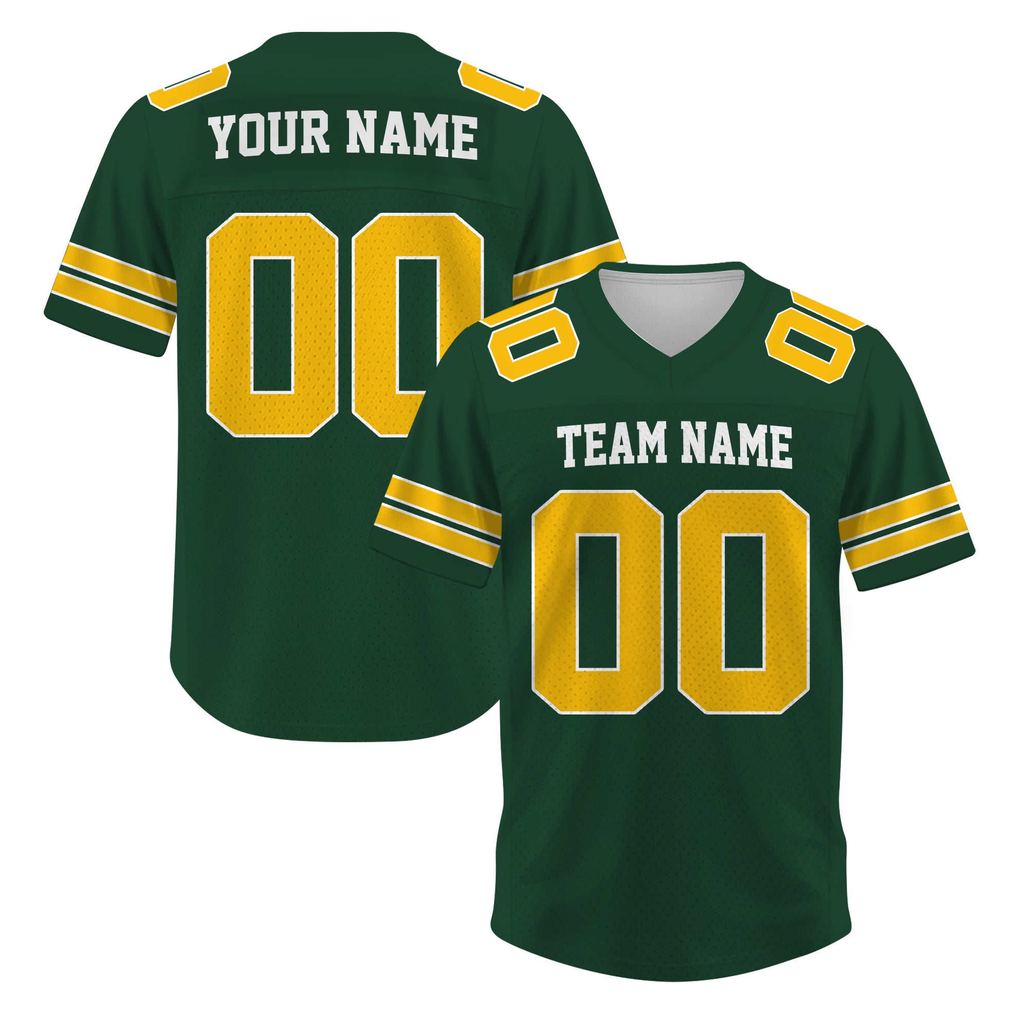 Custom Green Gold Football Jersey, Personalized Concert Outfit Football Fan Tee