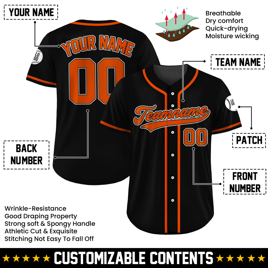 Custom Inferno Edge Black Baseball Jersey