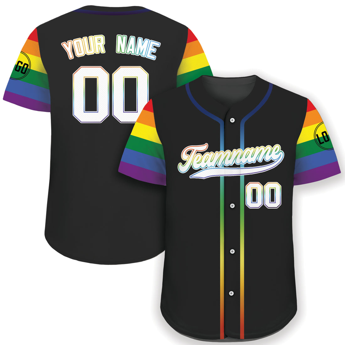Custom LGBTQ+ Black Pride Rainbow Baseball Shirt