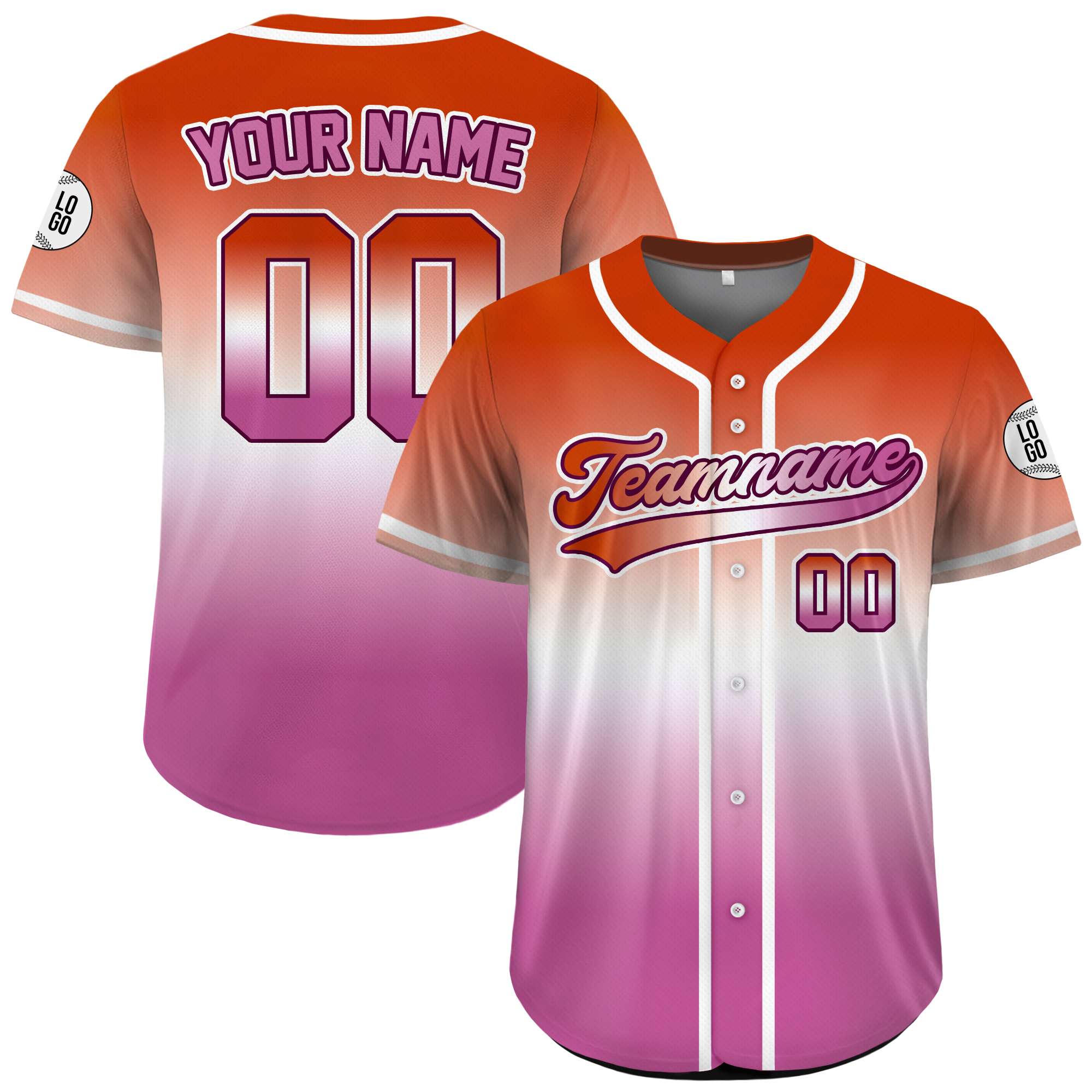 Custom Lesbian Pride Gradient Baseball Jersey