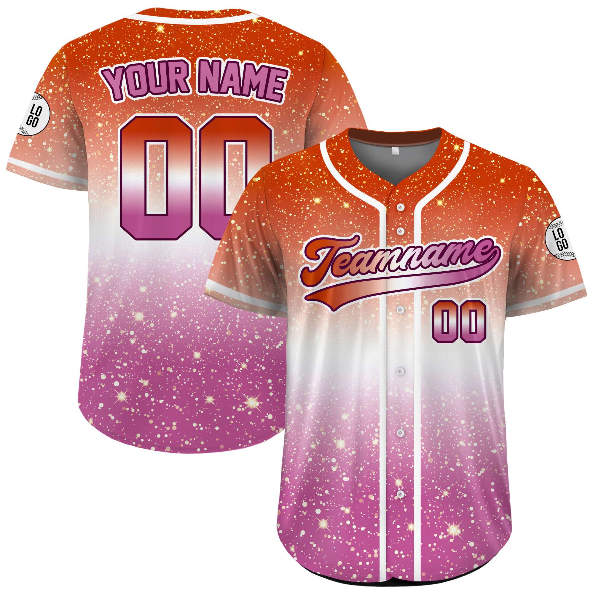 Custom Lesbian Sparkle Pride Baseball Jersey