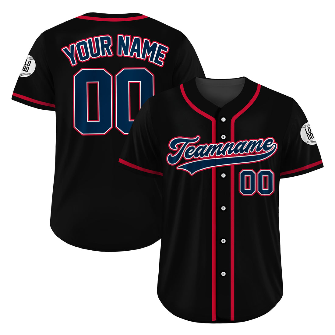 Custom Liberty Strike Black Baseball Jersey