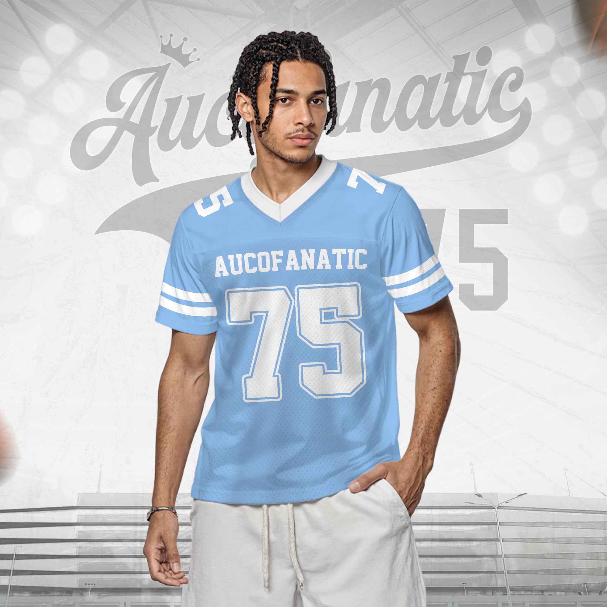 Custom Light Blue White Football Jersey, Personalized Football Apparel