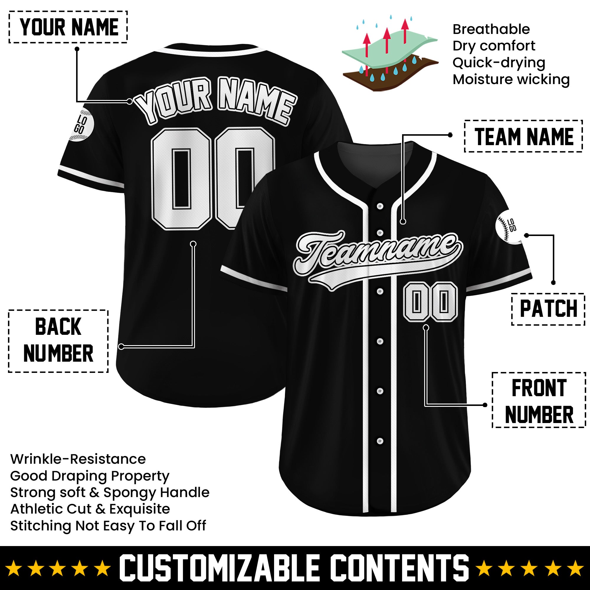 Custom Midnight Ice Black Baseball Uniform