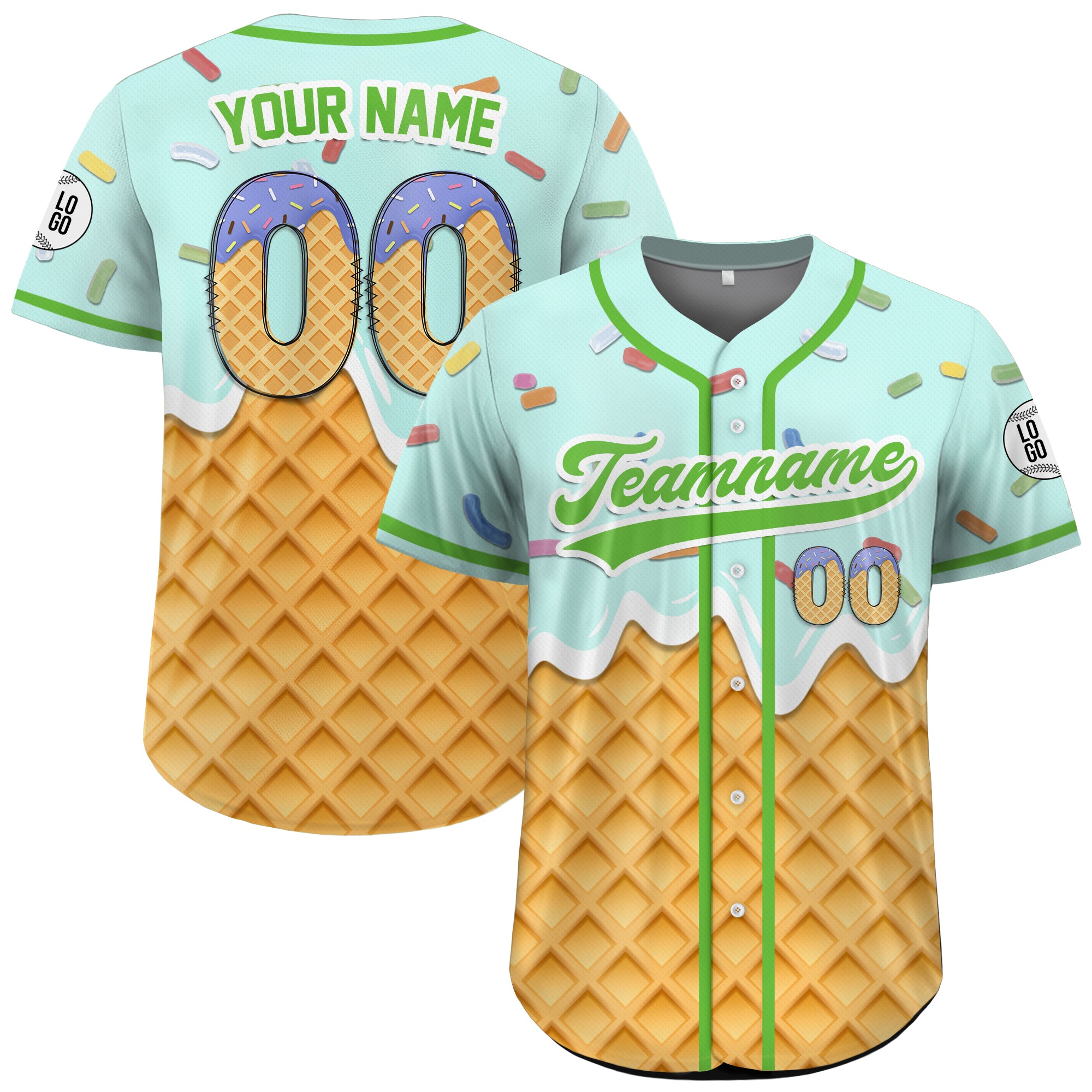 Custom Mint Drip Ice Cream Baseball Jersey