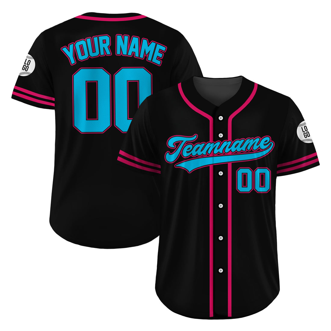 Custom Neon Vice Black Baseball Jersey