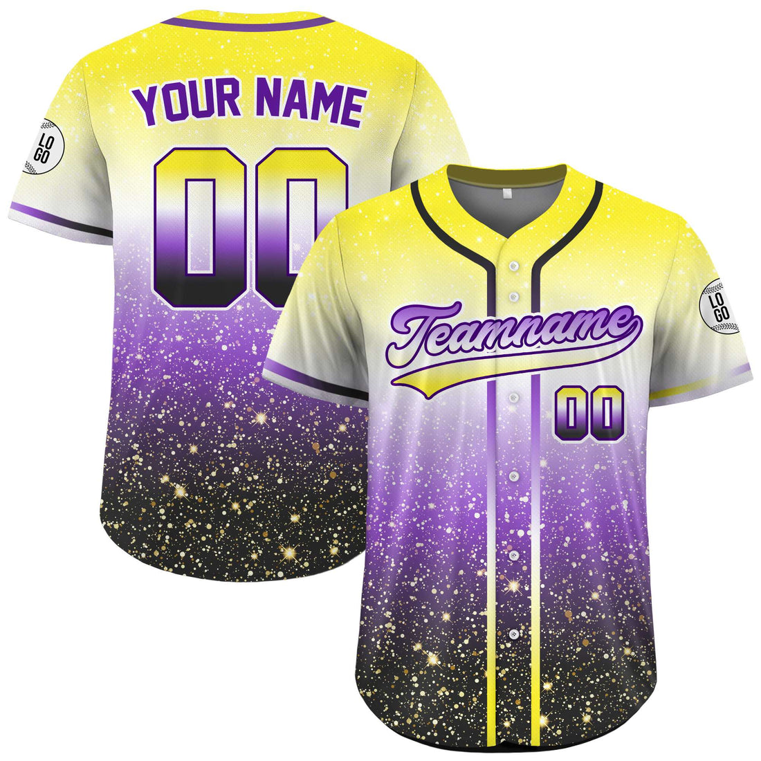 Custom Nonbinary Sparkle Pride Baseball Jersey
