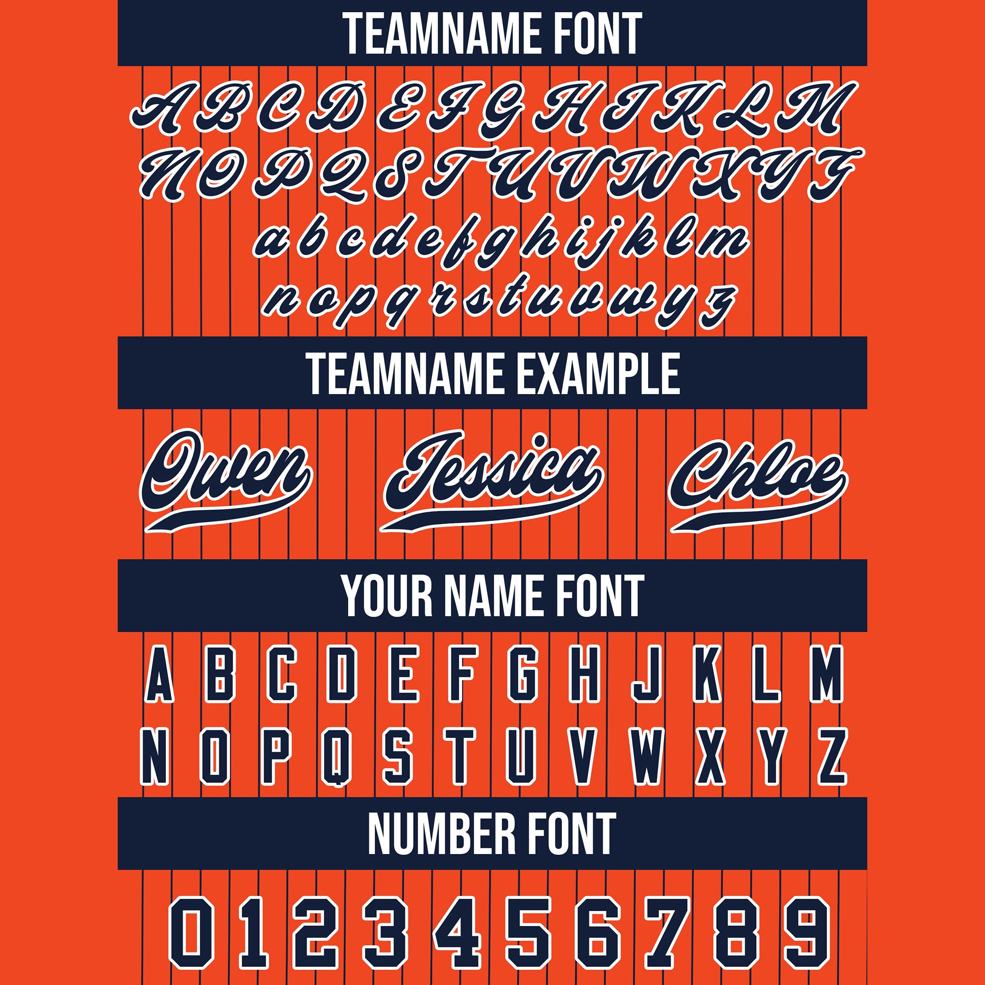 Custom Orange Navy Pinstripe Baseball Jersey
