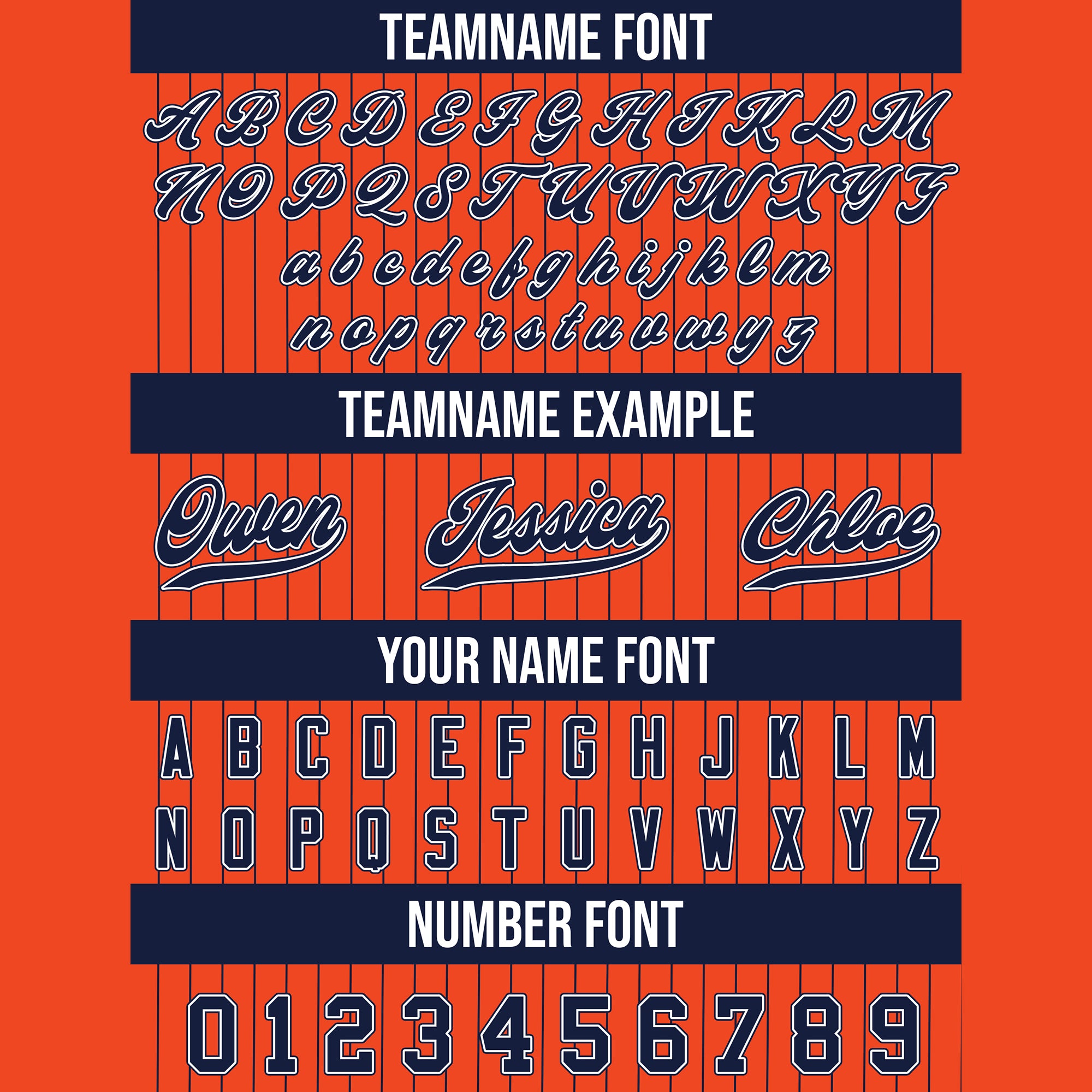 Custom Orange Navy Pinstripe Baseball Jersey
