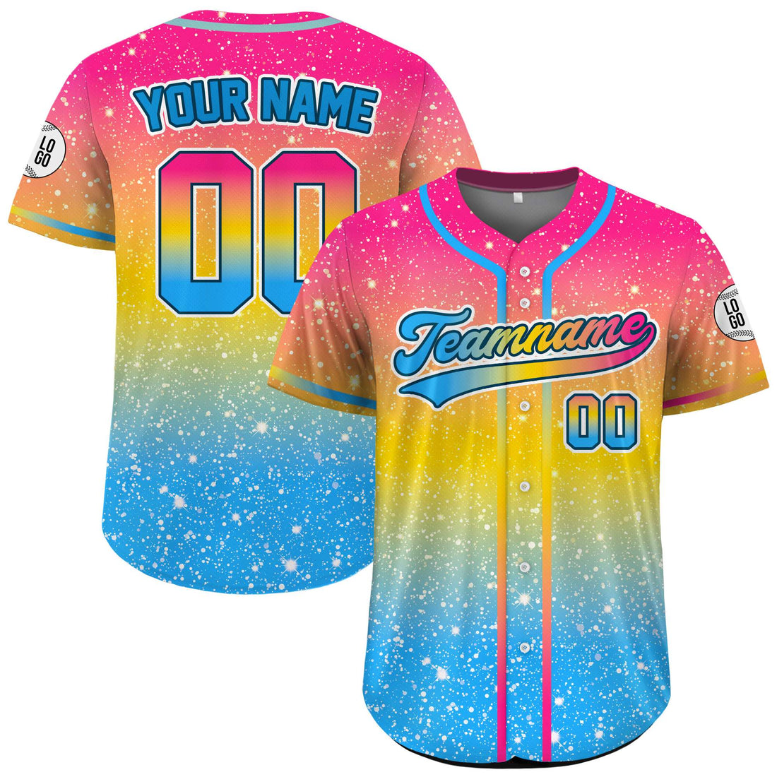 Custom Pan Pride Sparkling Baseball Jersey