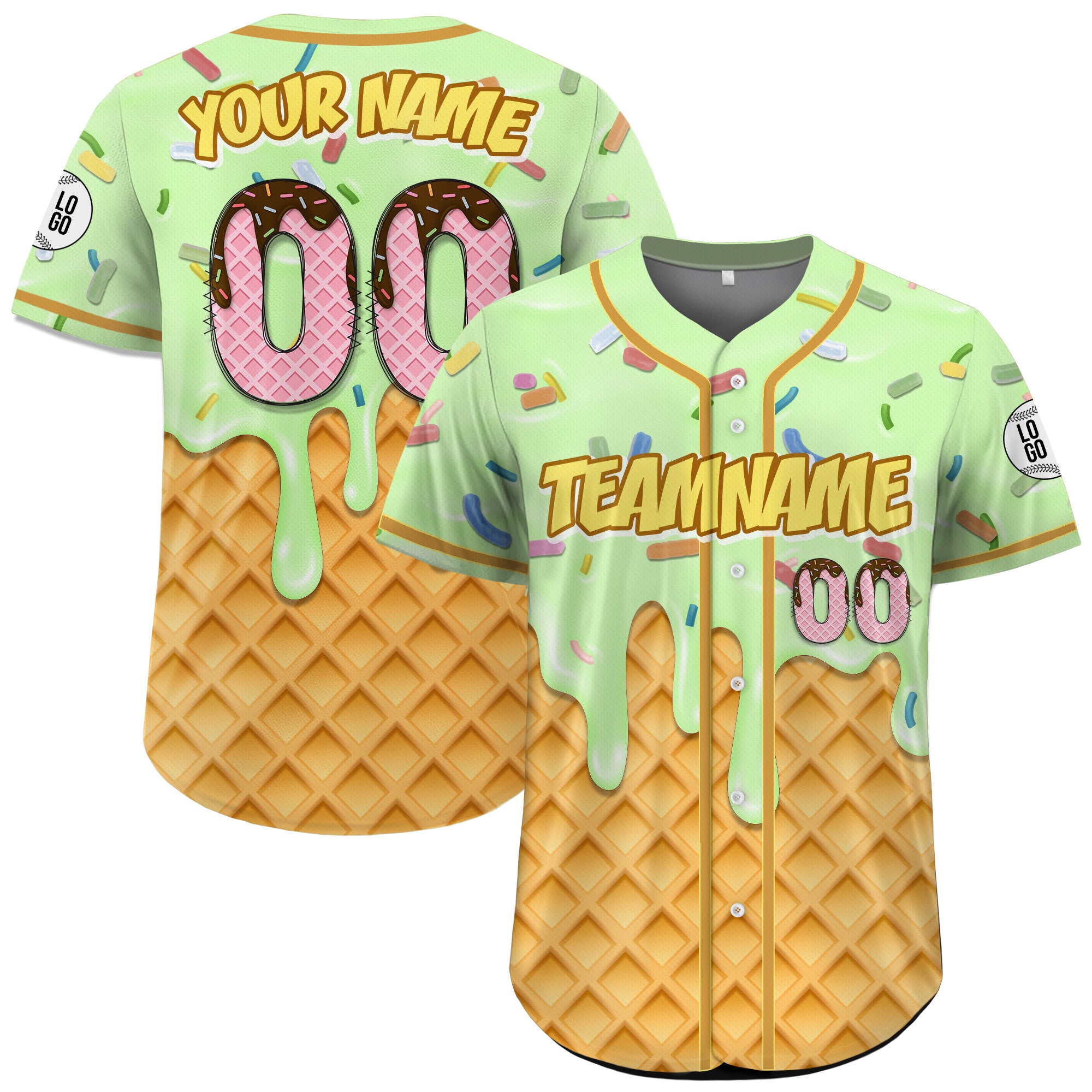 Custom Pistachio Chocolate Drip Baseball Jersey