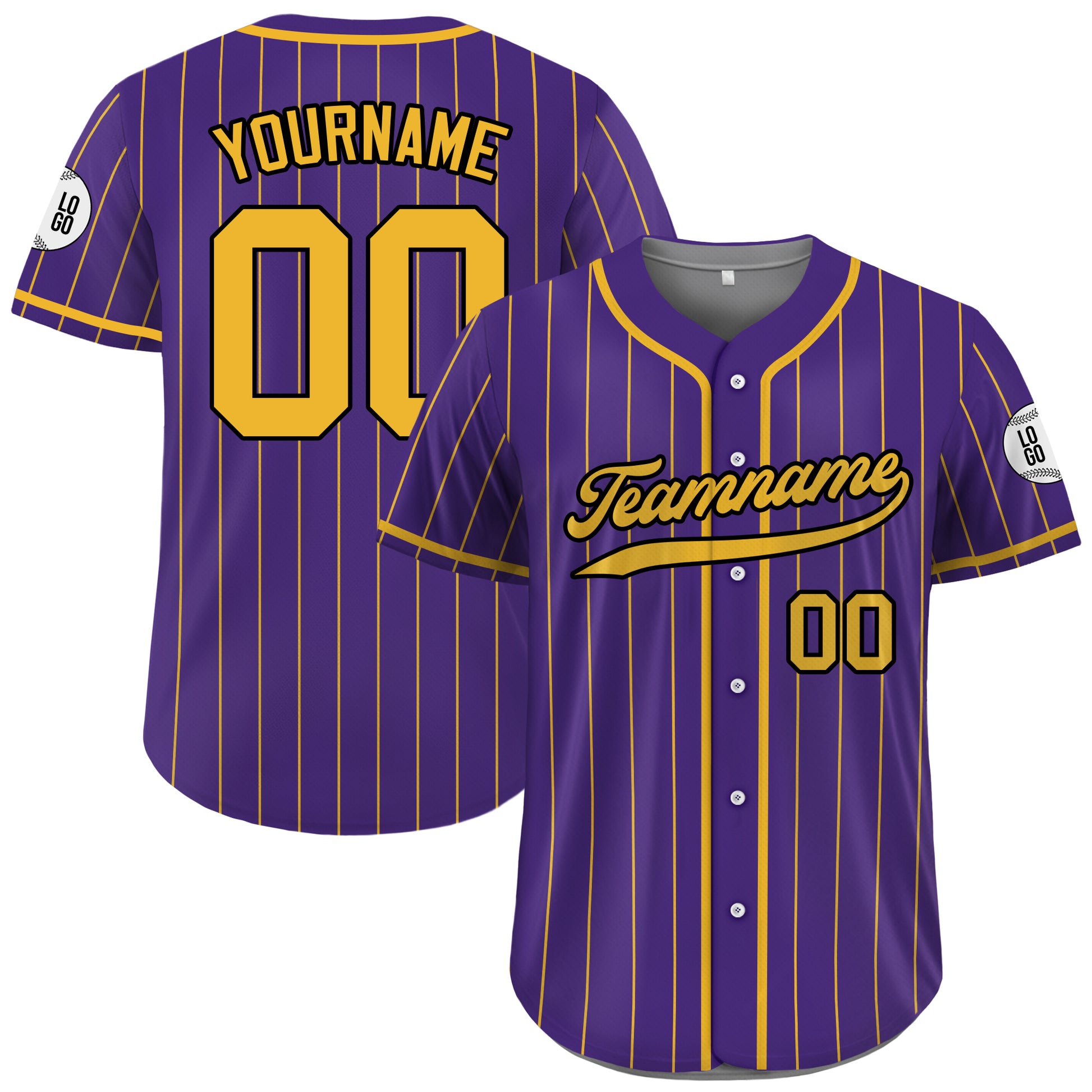 Custom Purple Gold Striped Baseball Jersey
