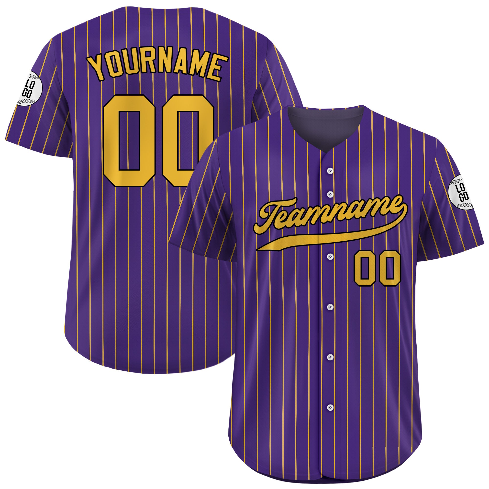 Custom Purple Yellow Striped Baseball Jersey, Custom Jersey Shirt for Men Women Youth Kid
