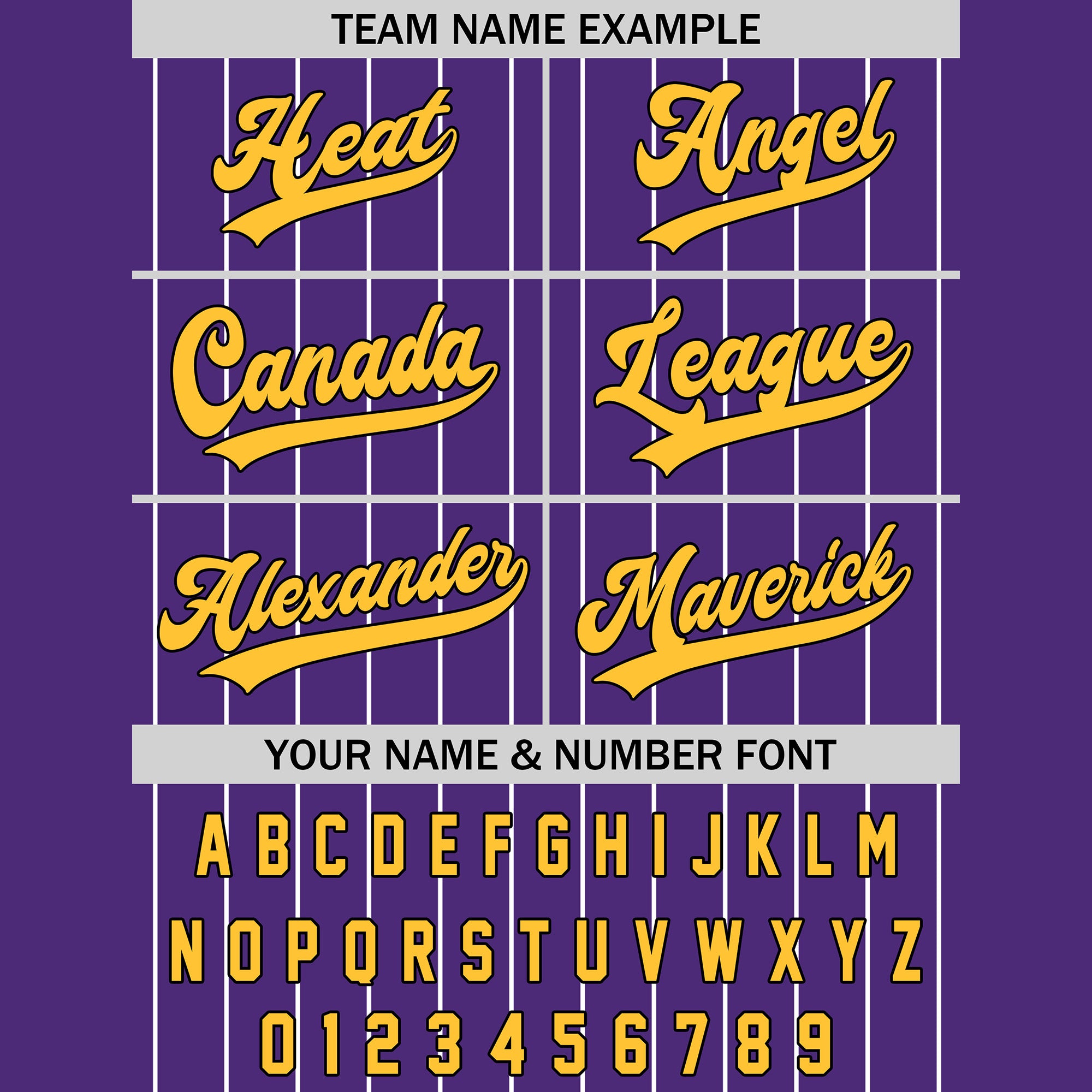 Custom Purple and Gold Pinstripe Baseball Jersey