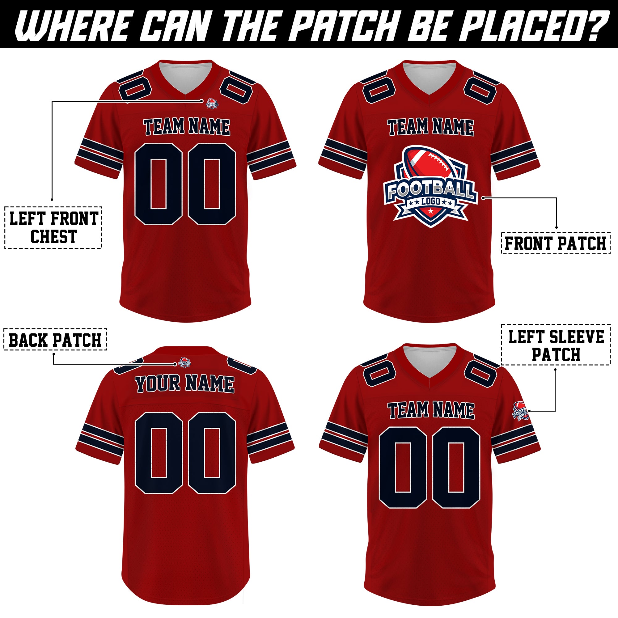 Custom Red Black Football Jersey, Custom Jersey Gift for Men Women Kid