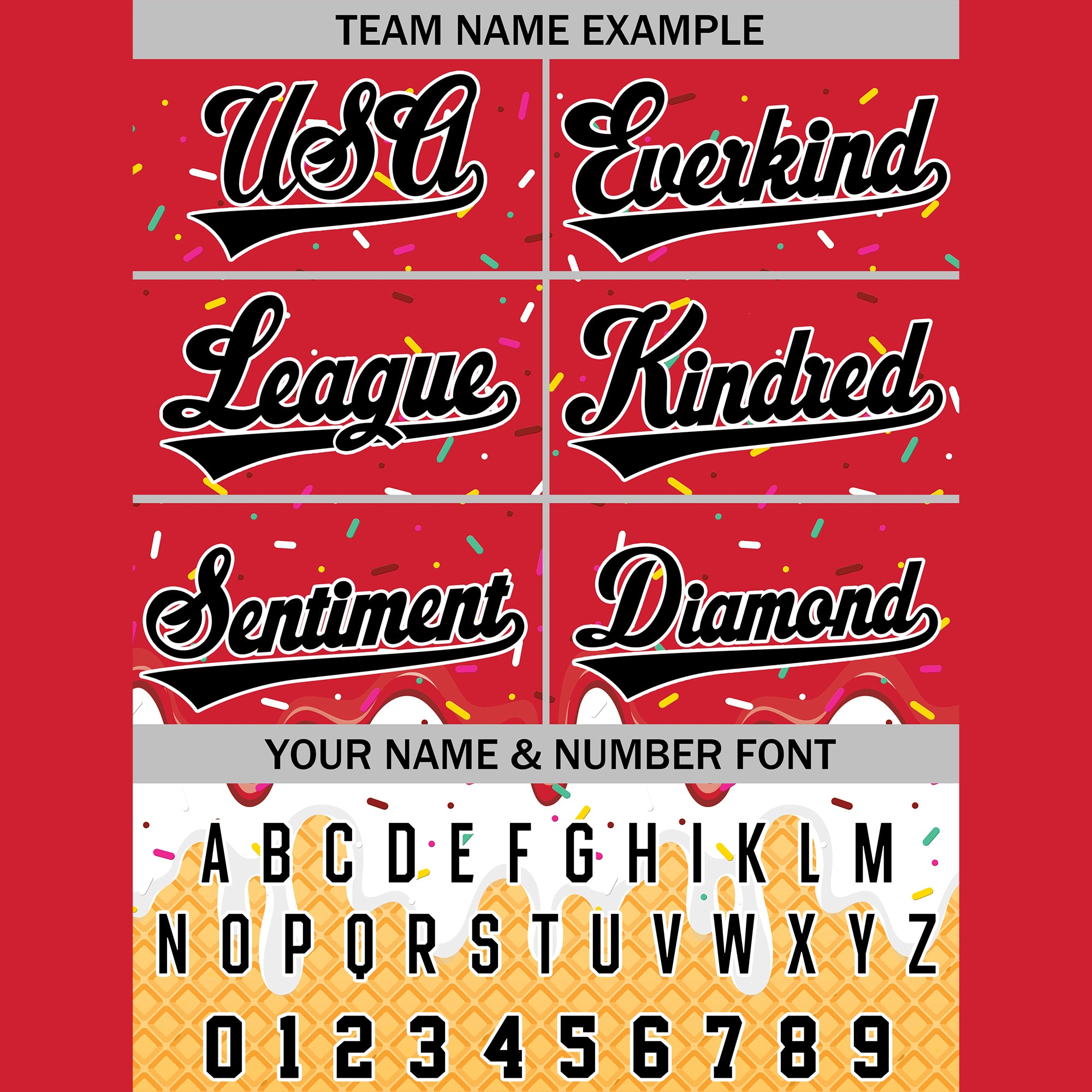 Custom Red Black Ice Cream Drip Baseball Jersey