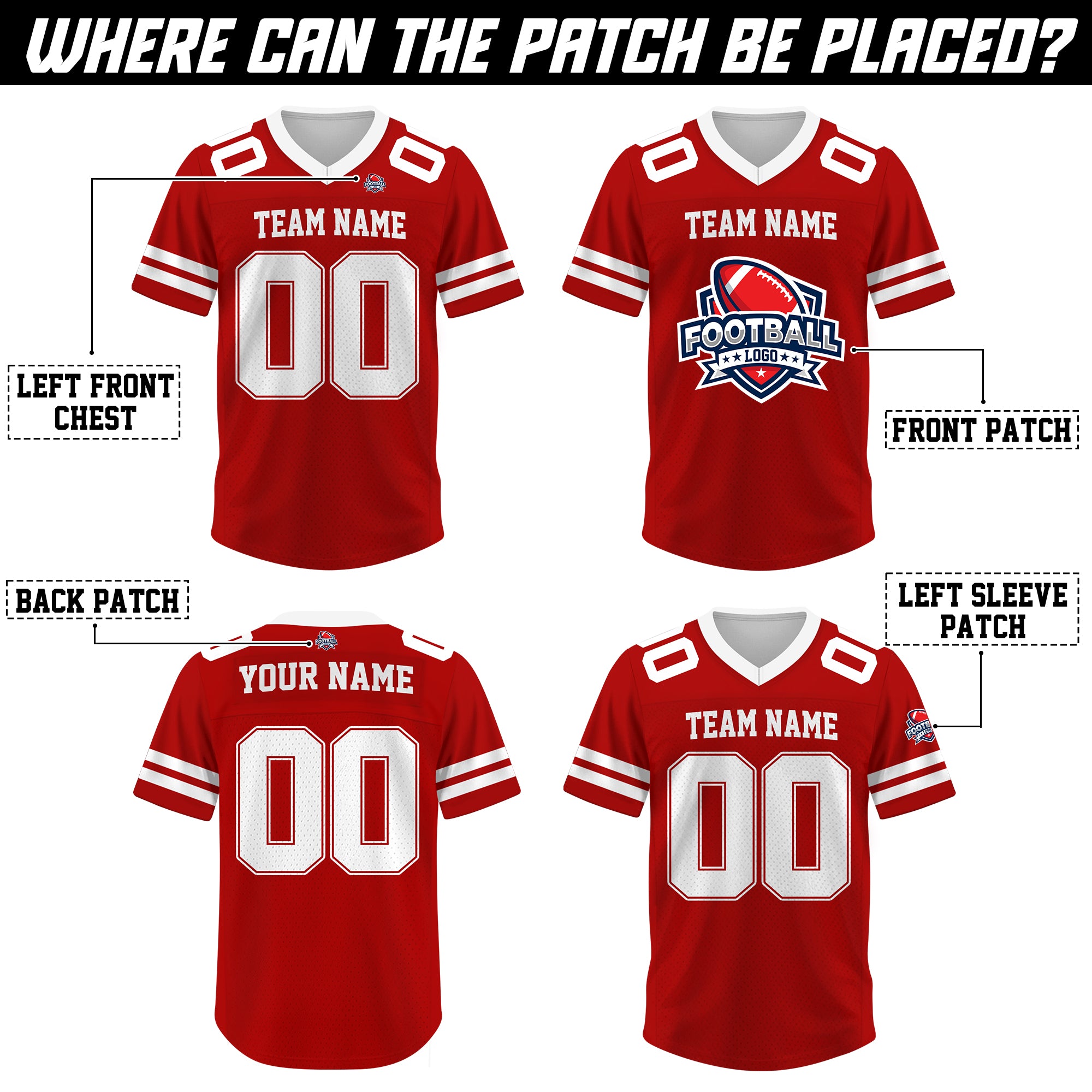 Custom Red Football Jersey, Game Day Outfit For American Football Fan
