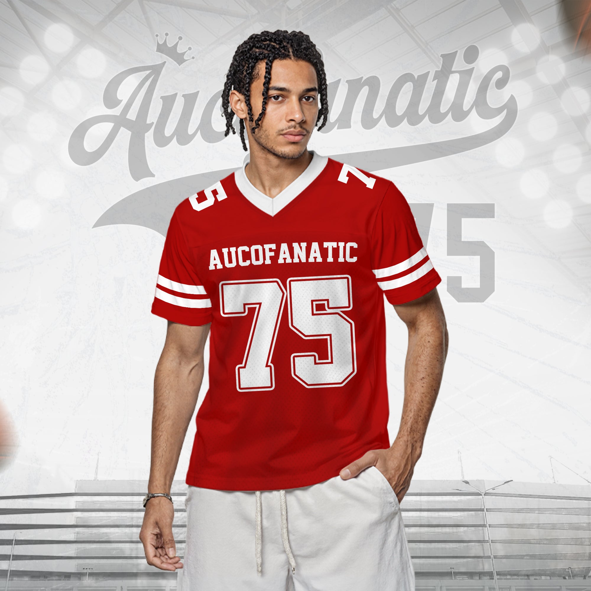 Custom Red Football Jersey, Game Day Outfit For American Football Fan