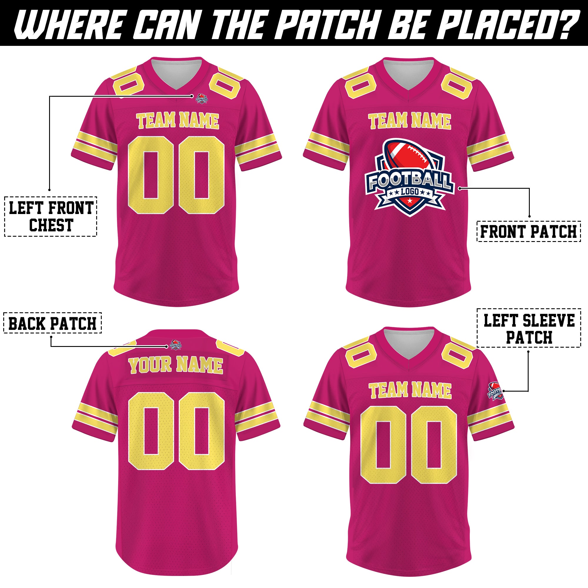 Custom Red Yellow Football Jersey, Custom Football Jersey with Team Name, Number, Logo for Team