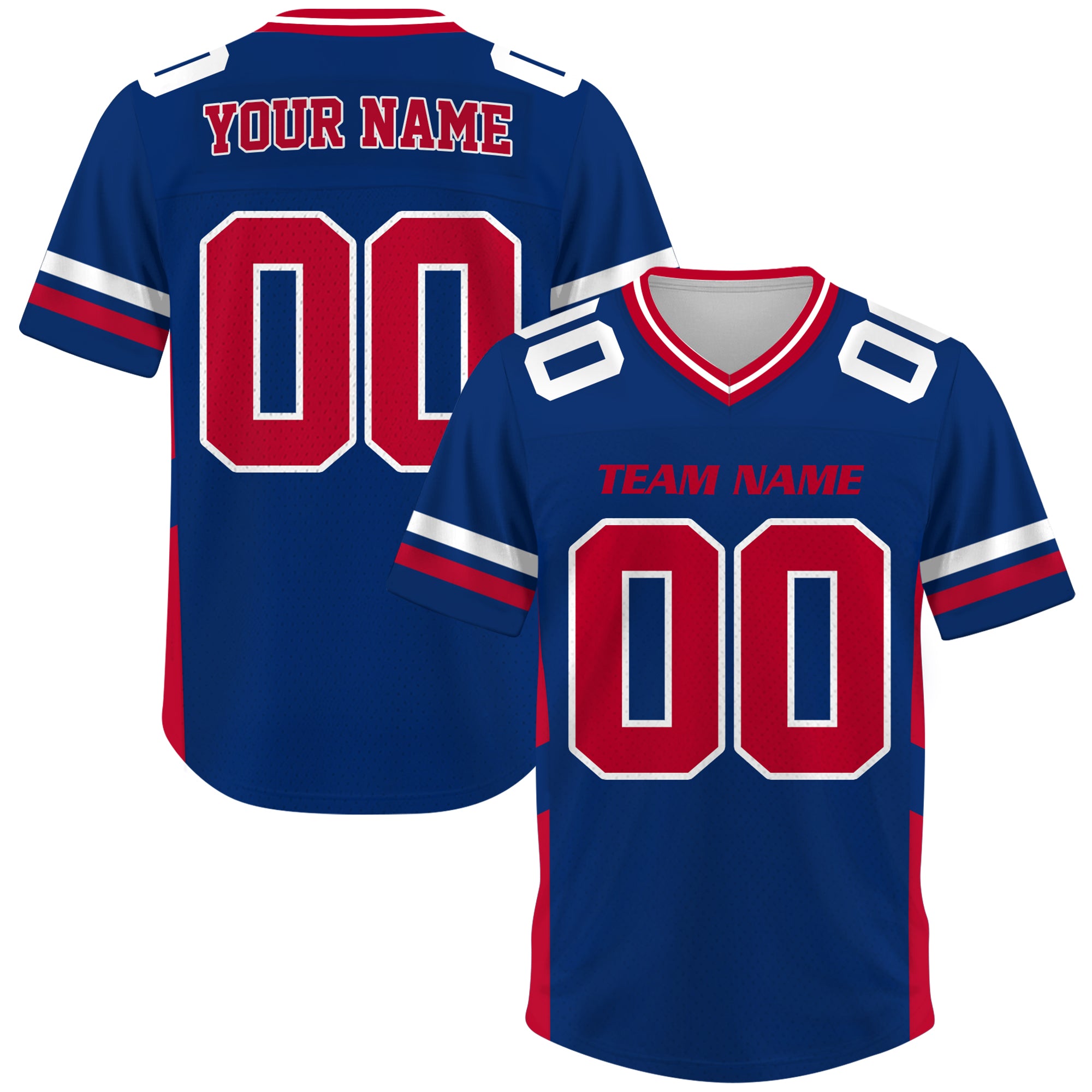 Custom Royal Blue Red Football Jersey, Personalized Concert Outfit Football Fan Tee