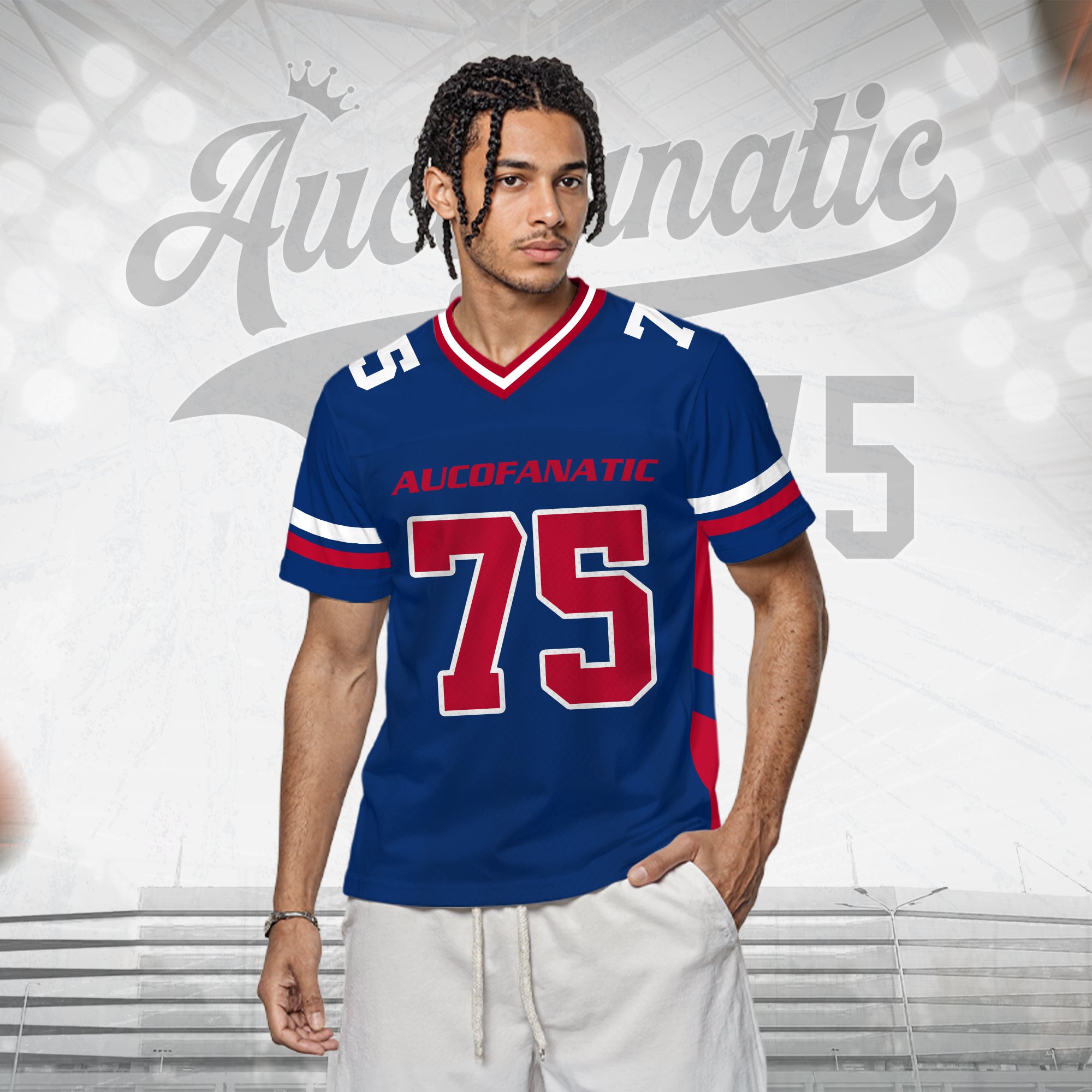 Custom Royal Blue Red Football Jersey, Personalized Concert Outfit Football Fan Tee