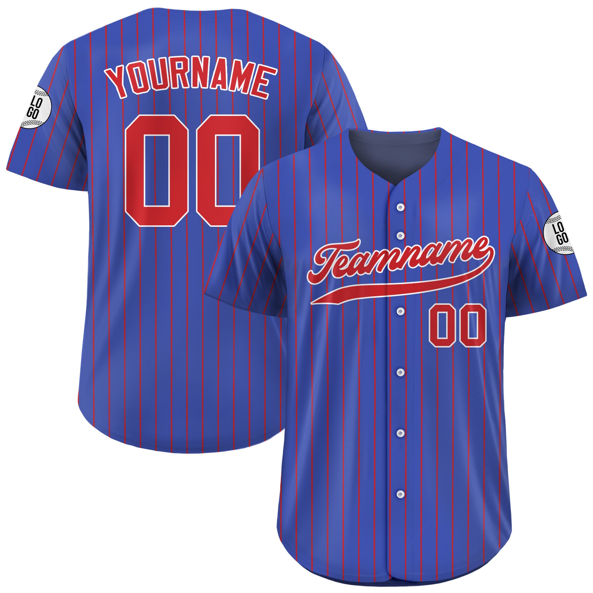 Custom Royal Blue Red Pinstripe Baseball Jersey, Gift for Baseball Fans
