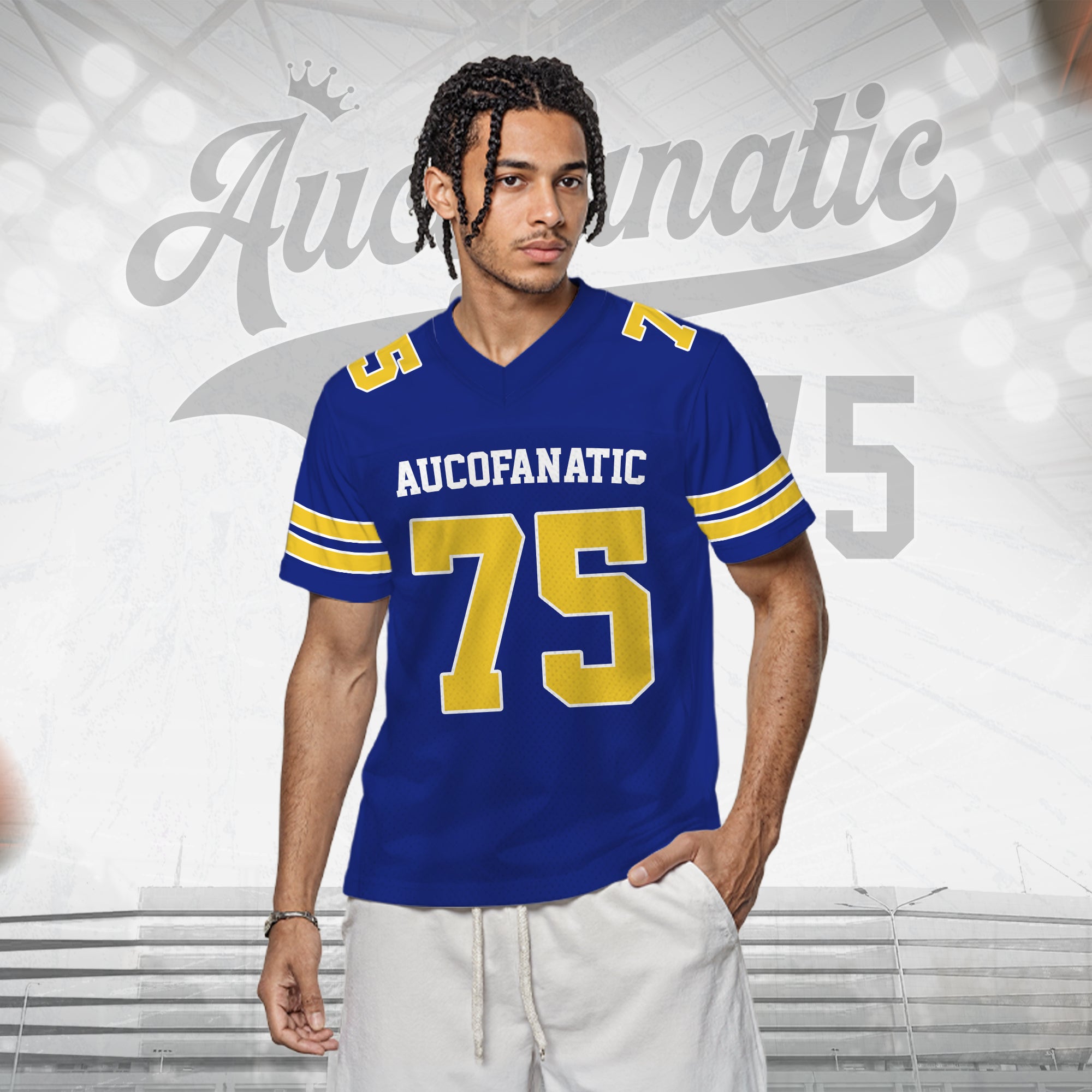 Custom Royal Blue and Gold Football Jersey, Gift For Fan Football Team Shirt