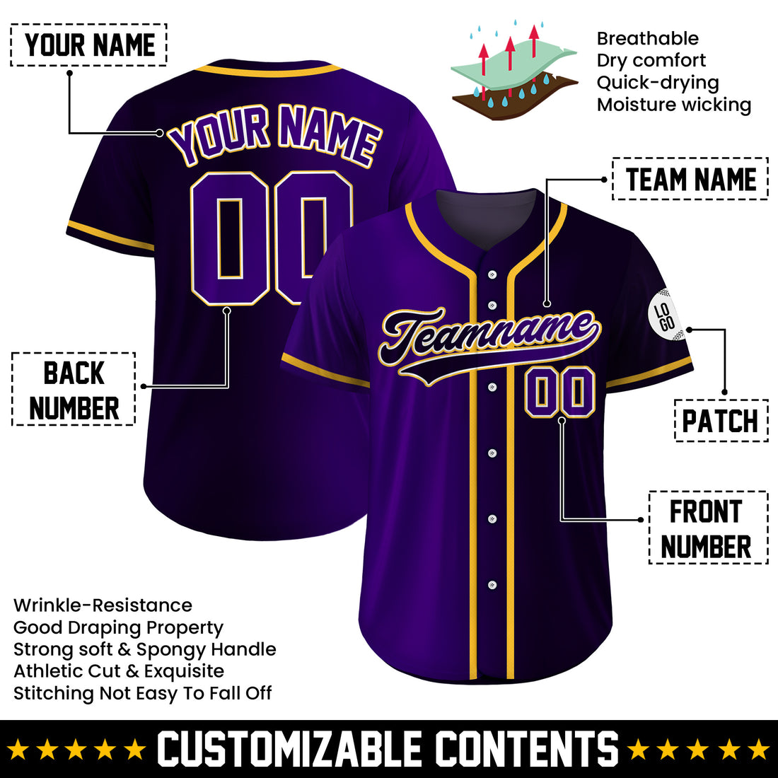Custom Royal Night Gradient Baseball Jersey