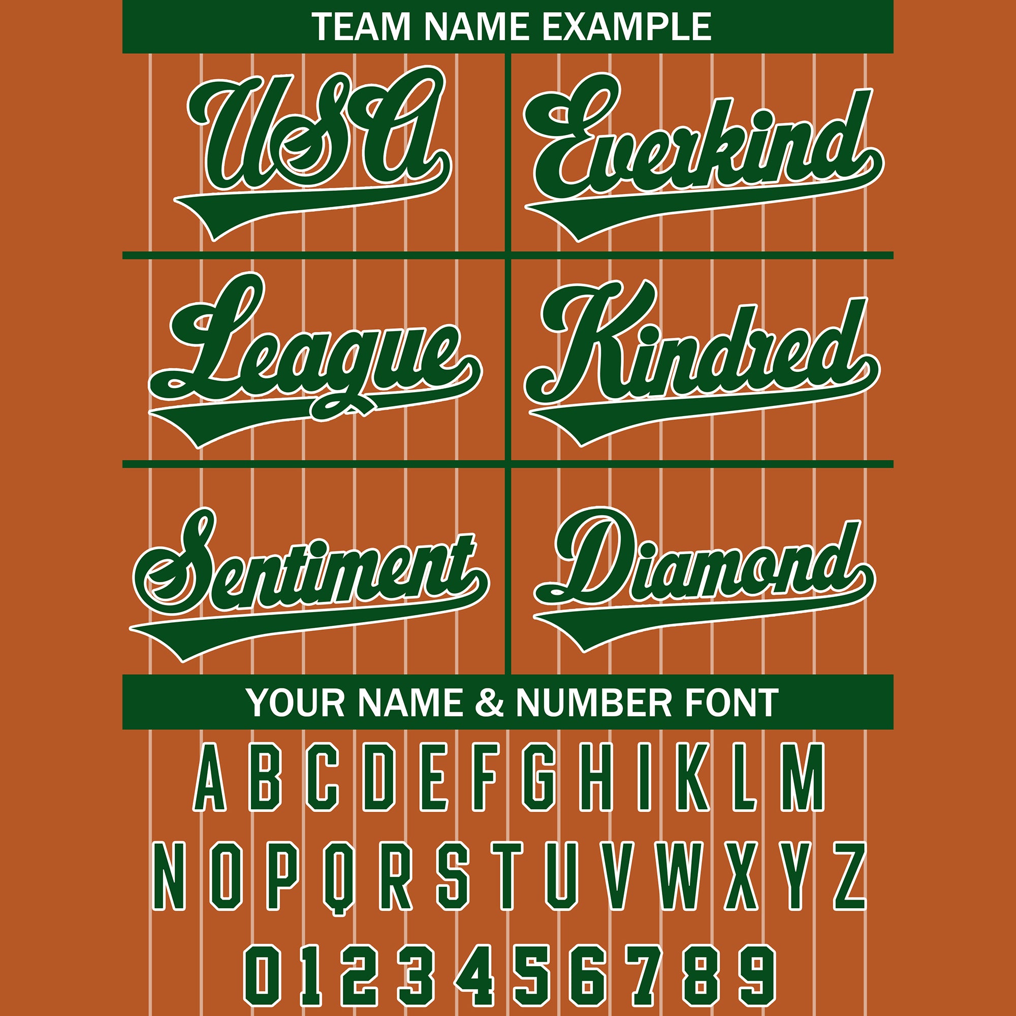 Custom Rust Orange Green Pinstripe Baseball Jersey