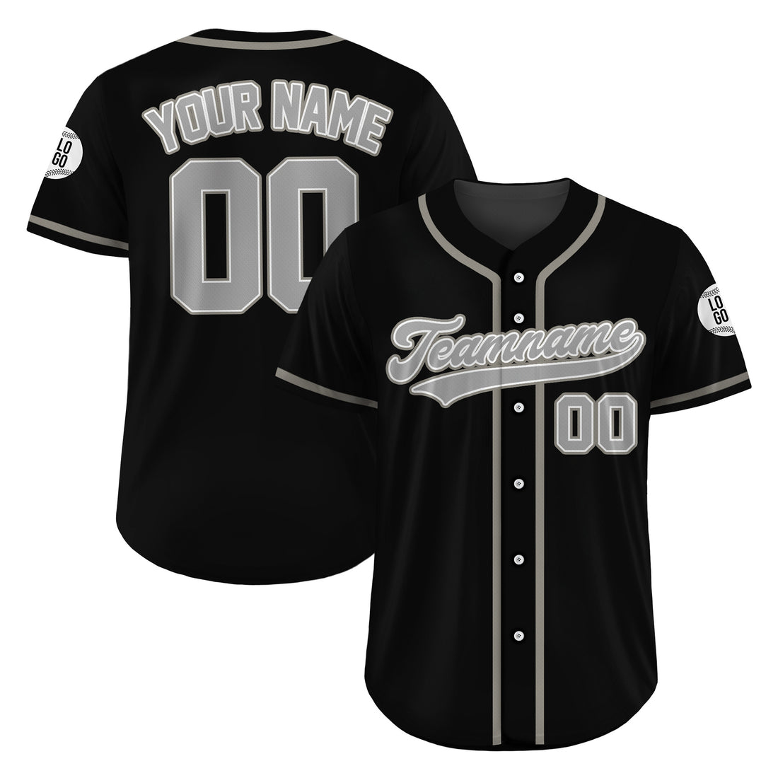 Custom Shadow Steel Black Baseball Jersey