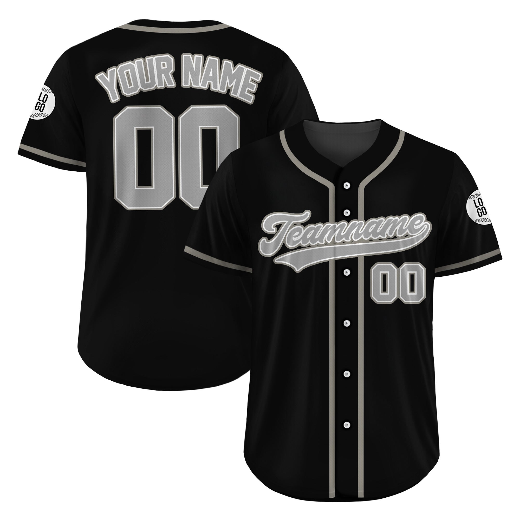 Custom Shadow Steel Black Baseball Jersey