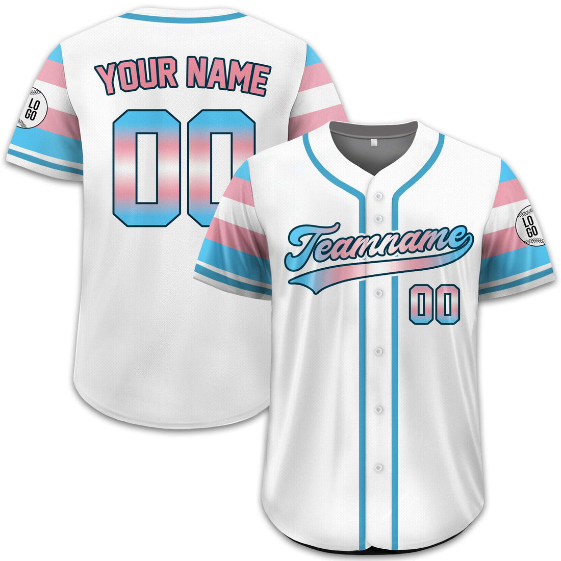 Custom Transgender Pride Baseball Jersey