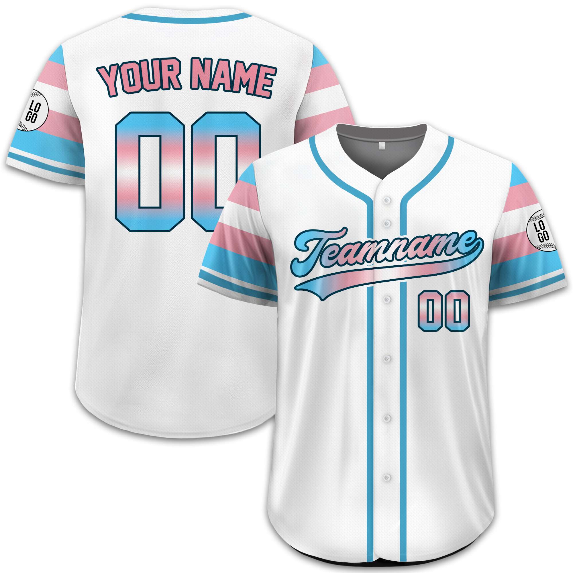 Custom Transgender Pride Baseball Jersey