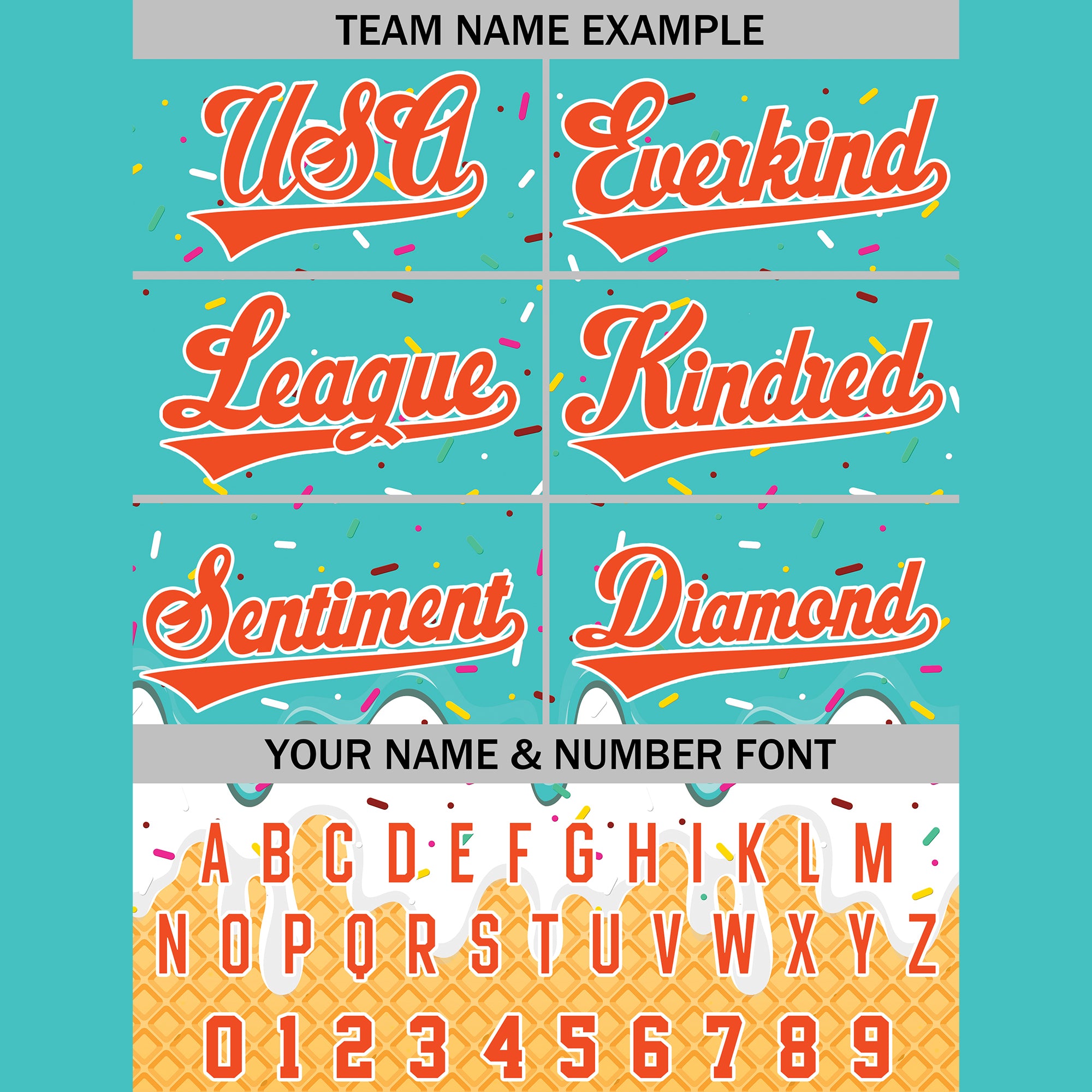 Custom Turquoise Coral Ice Cream Drip Baseball Shirt