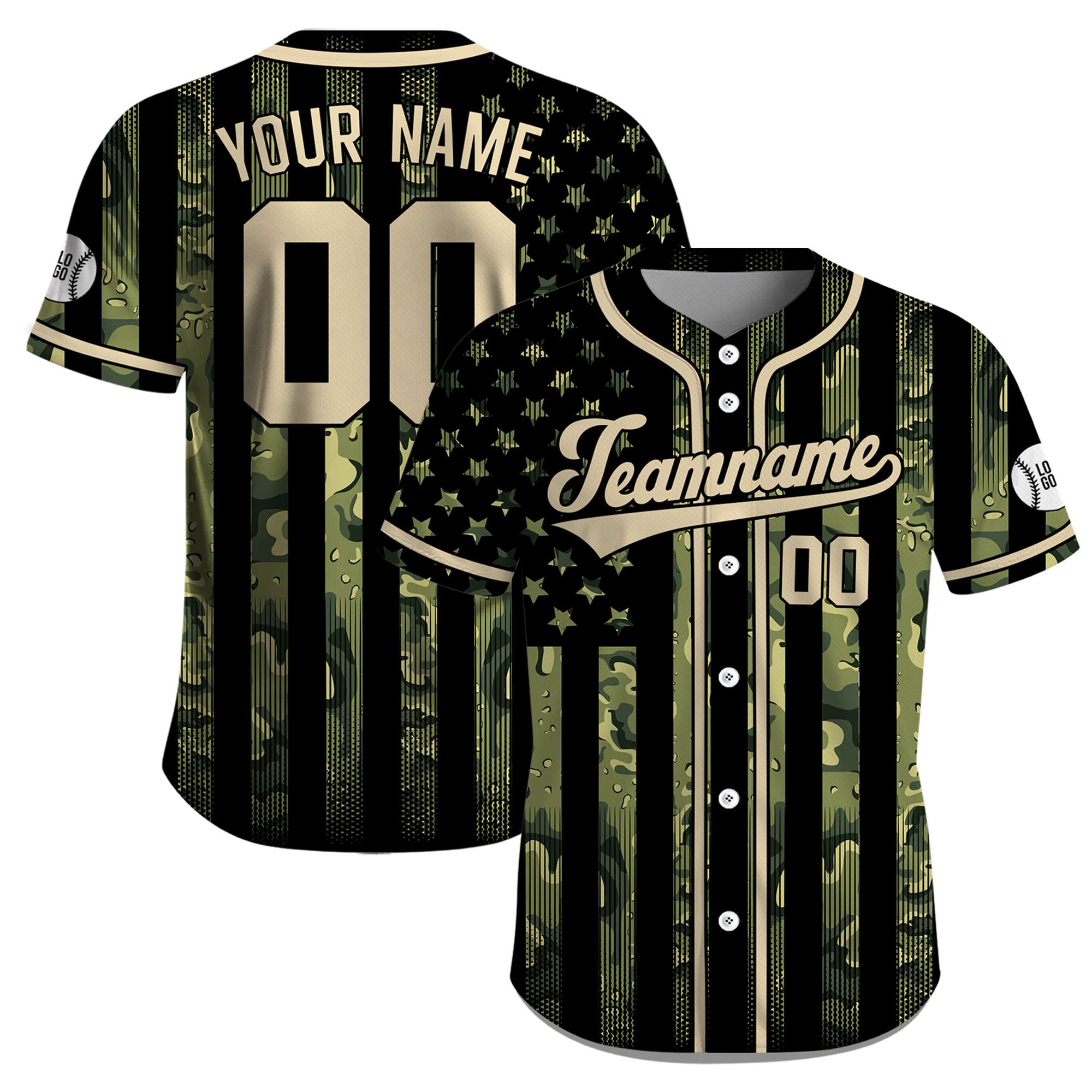 Custom USA Flag Camouflage Valor July 4th Jersey