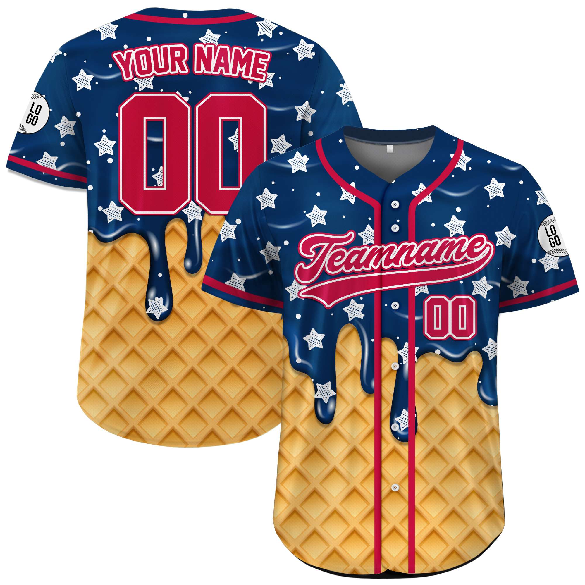 Custom USA July 4th Ice Cream Dream Baseball Jersey