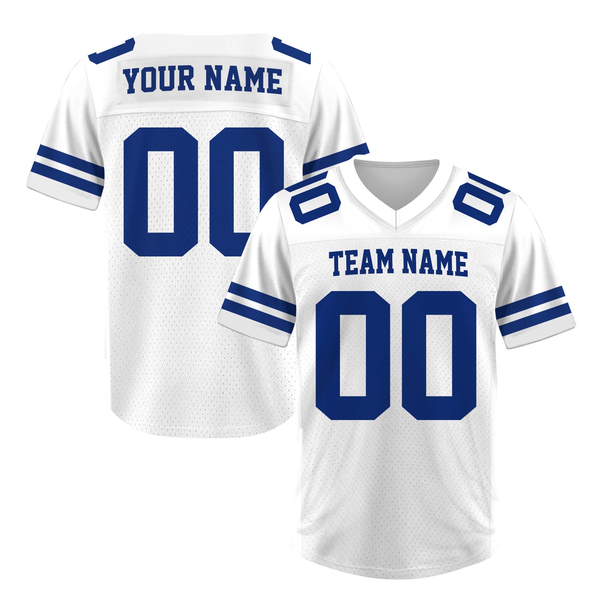 Custom White Blue Football Jersey, Personalized Football Jersey Uniform for Men Women