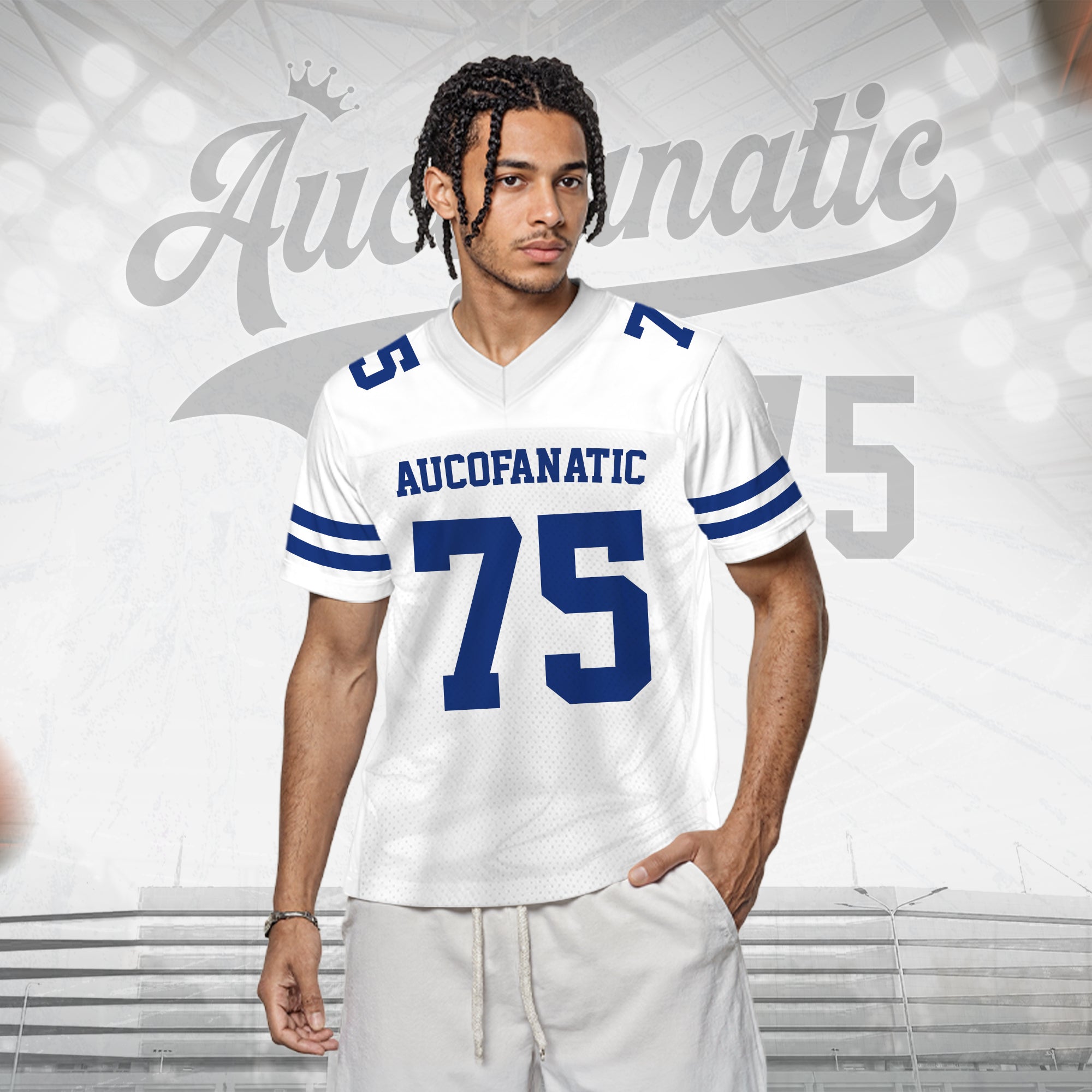 Custom White Blue Football Jersey, Personalized Football Jersey Uniform for Men Women