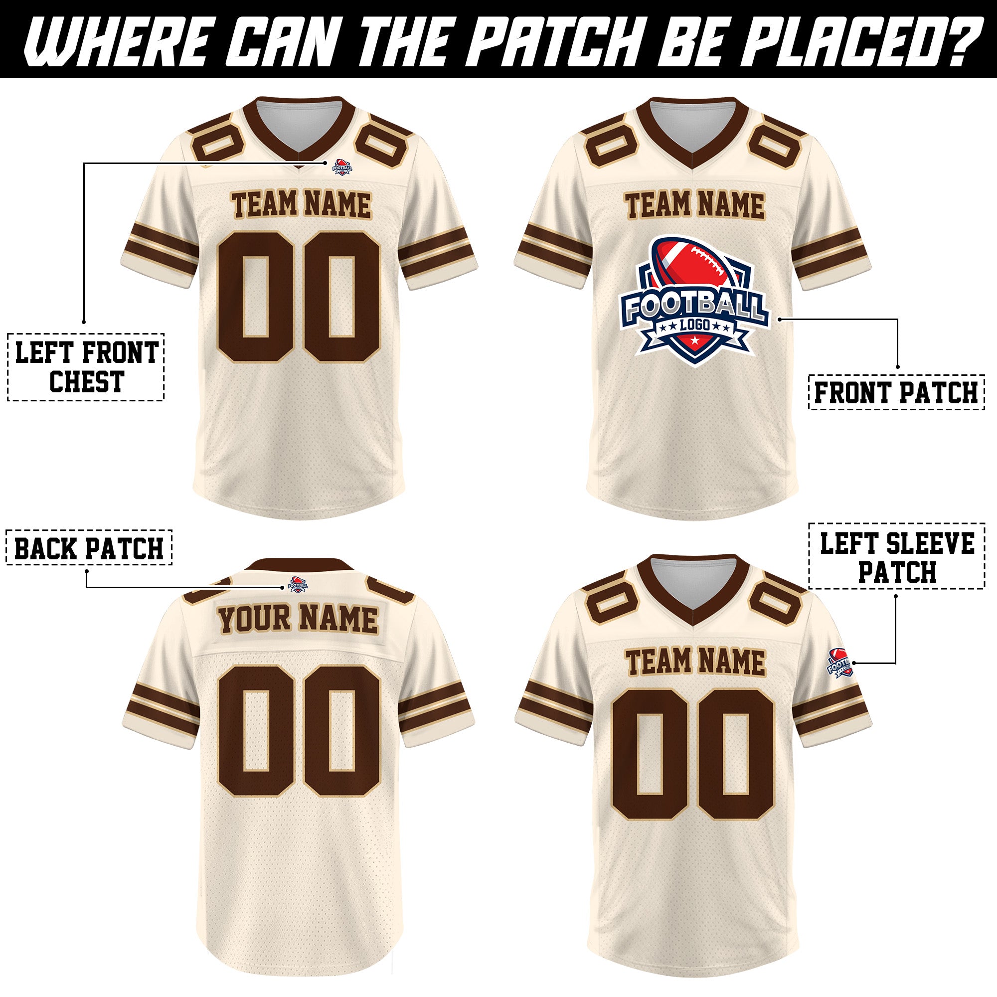Custom White Brown Football Jersey, Personalized Football Jerseys For Men Women