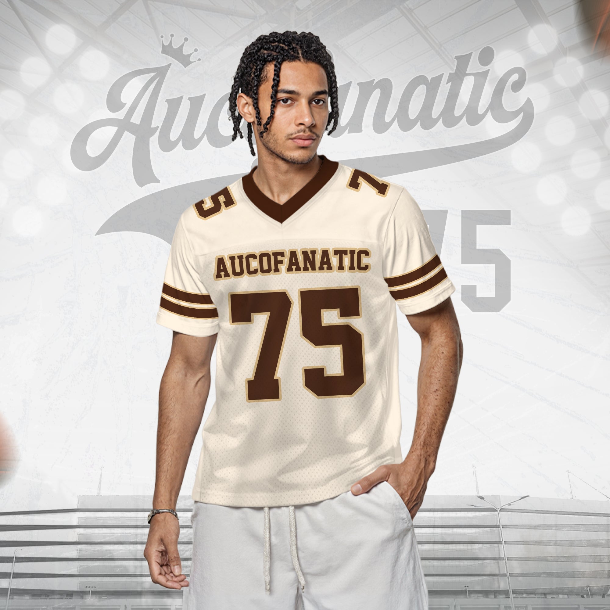 Custom White Brown Football Jersey, Personalized Football Jerseys For Men Women