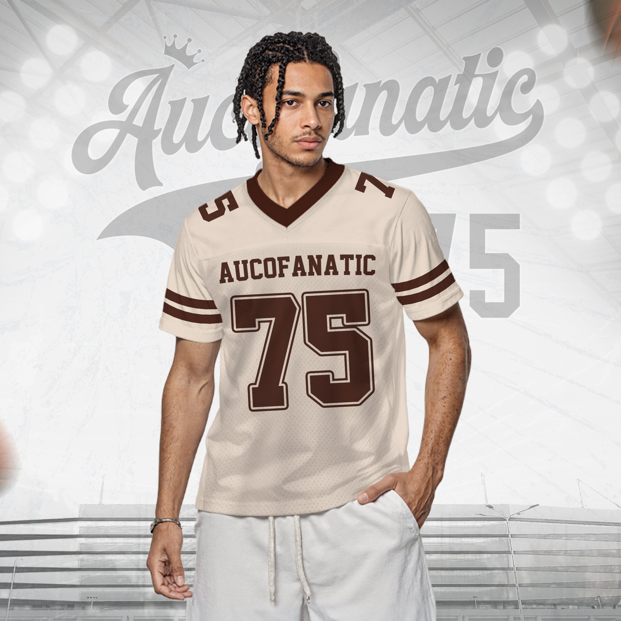 Custom White Brown Football Jersey, Personalized Team Name Number Football Jersey for Men Women Youth
