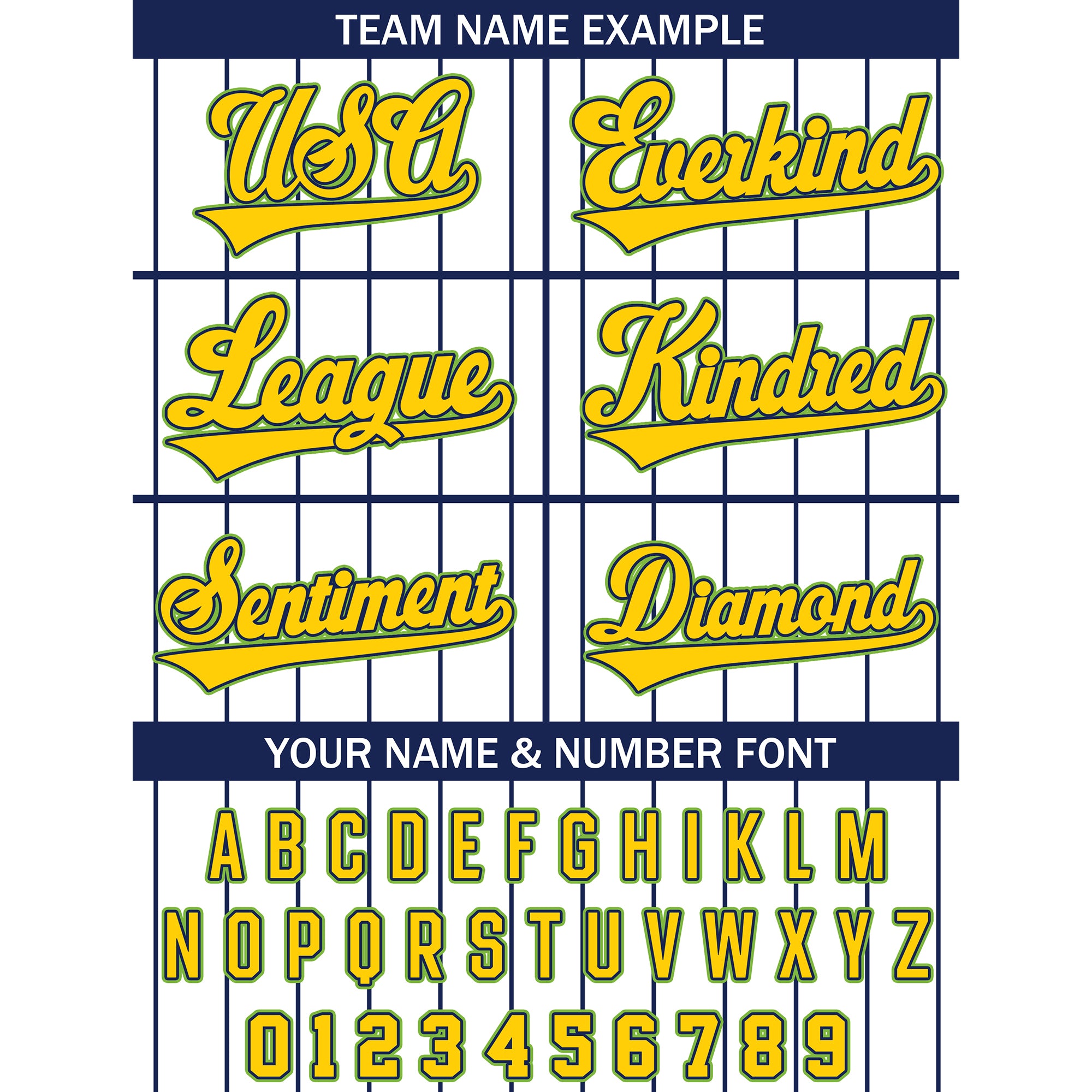 Custom White Yellow Pinstripe Baseball Jersey, Personalized Team Name & Number Jersey for Men Women Youth